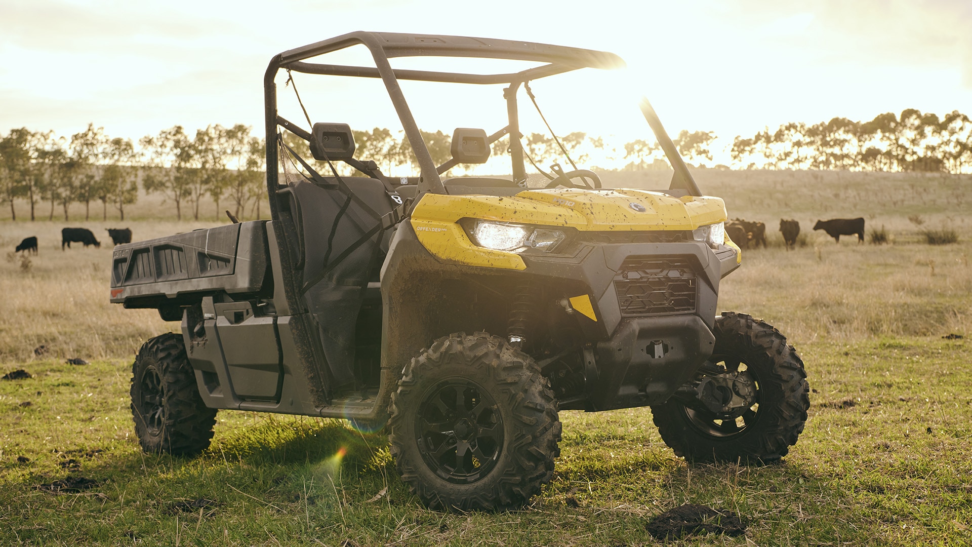 2022 Can-Am Defender Side-by-Side vehicle in a field