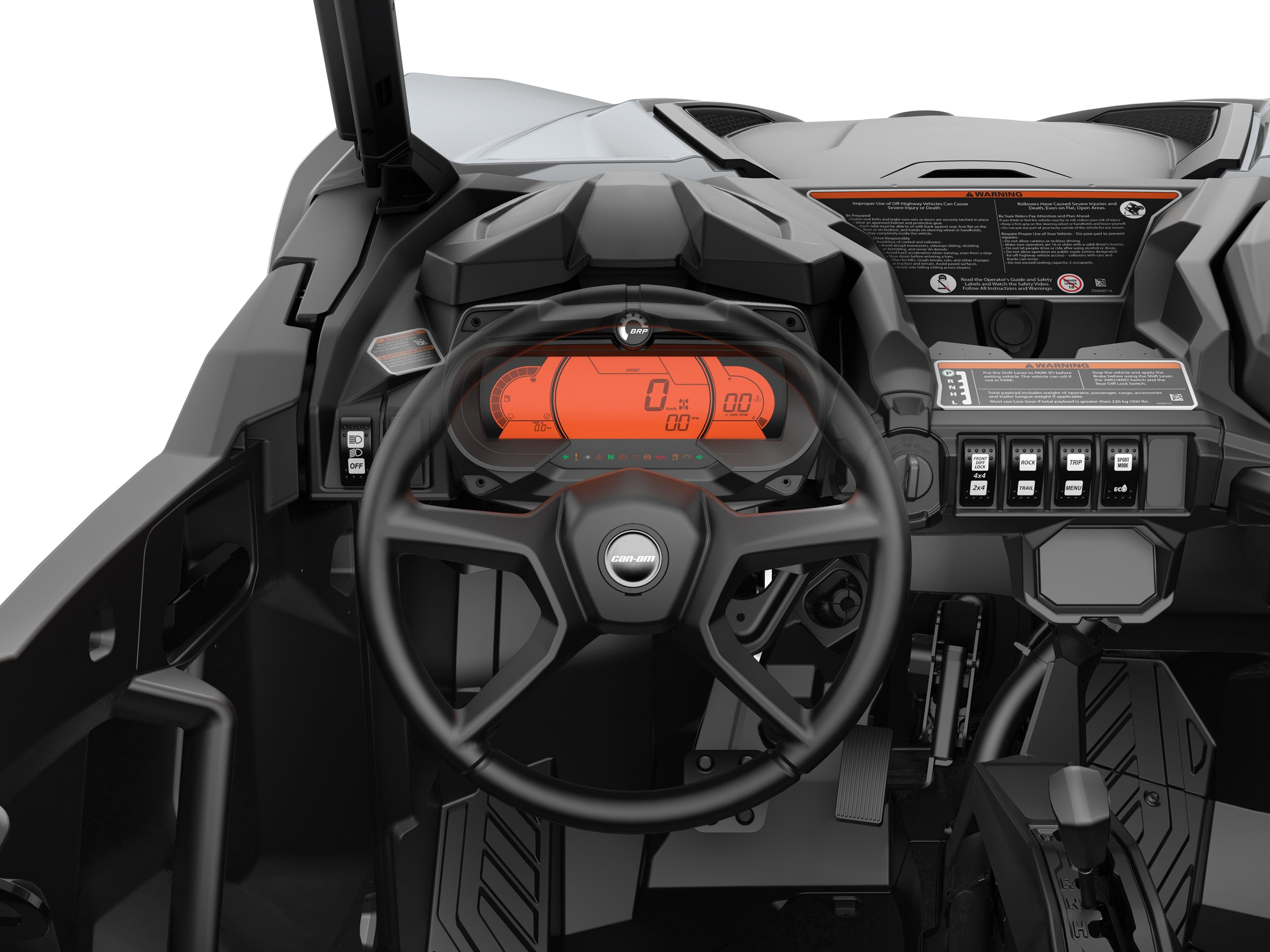 Can-Am Maverick Sport 4.5 and 7.6 in digital display with keypad and interior