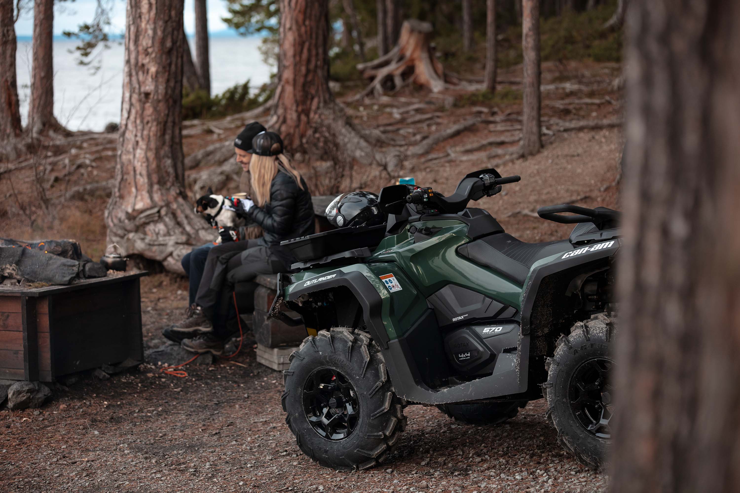 Firepit along 2-up ATVs Can-Am Outlander MAX