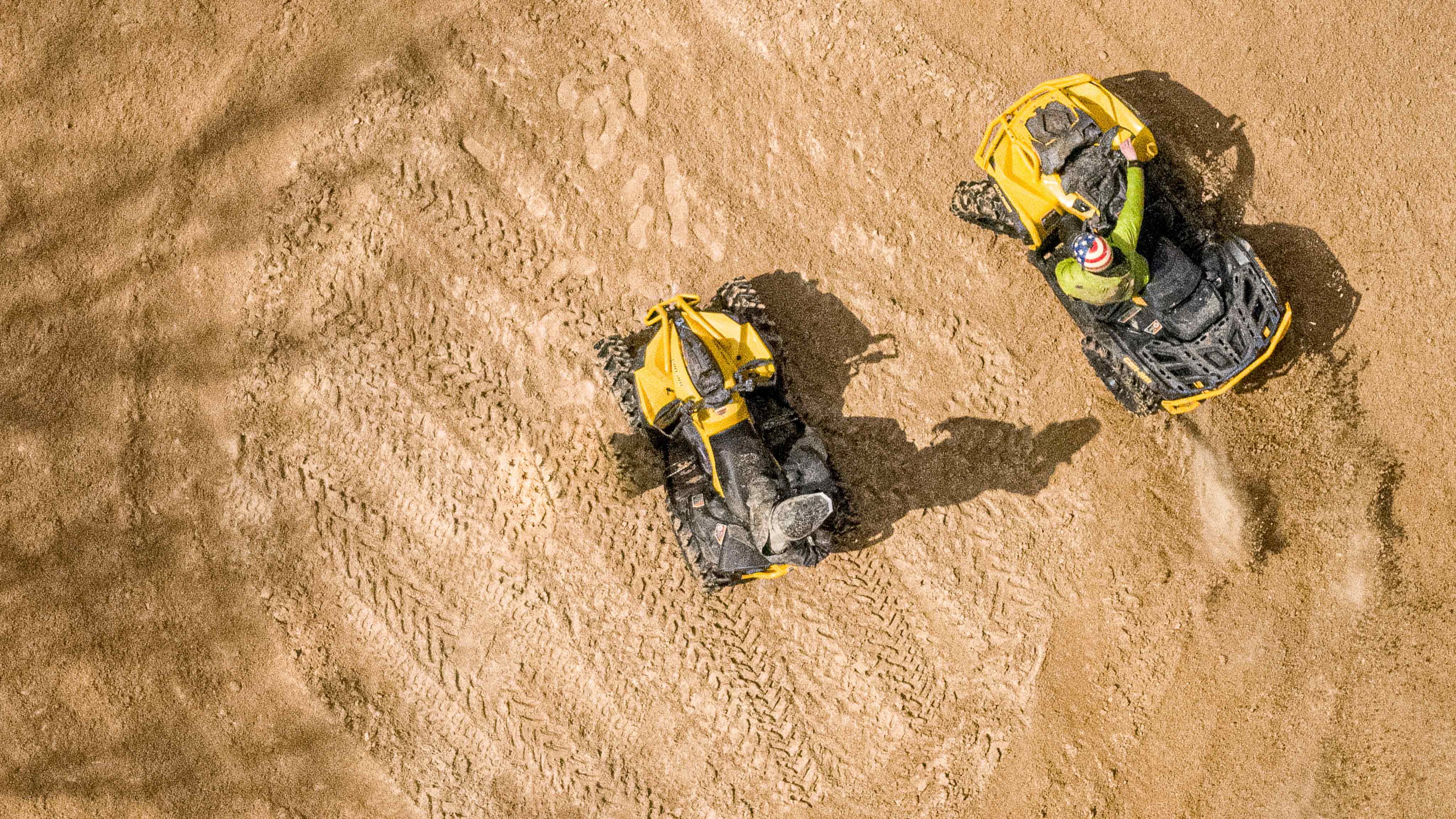 Top view of 2 Can-Am Off-Road ATVs
