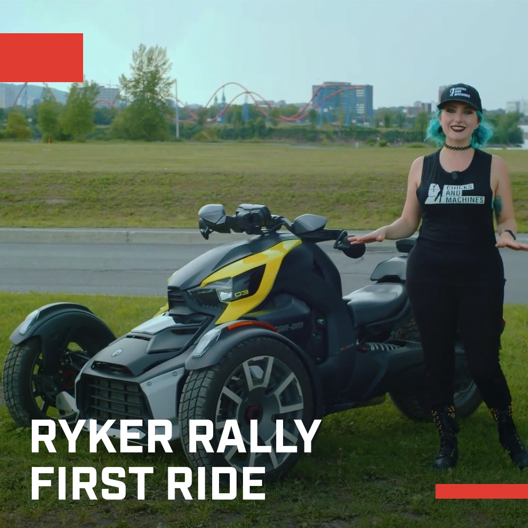 Woman test drives a Ryker