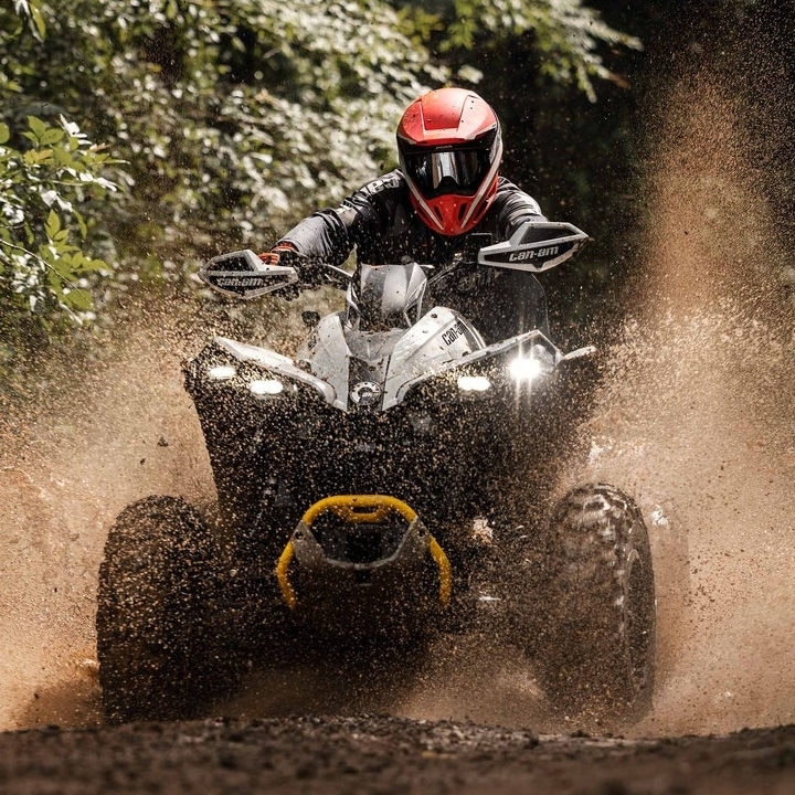 A Can-Am Renegade sends dirt flying