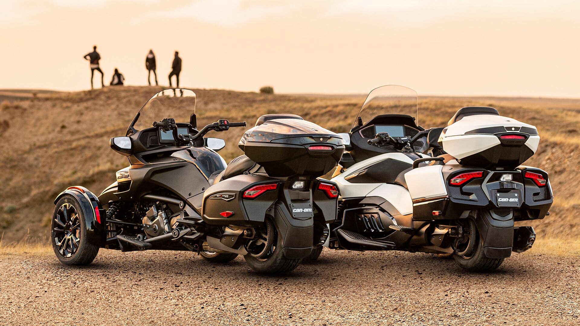 A group of Can-Am Spyder vehicles