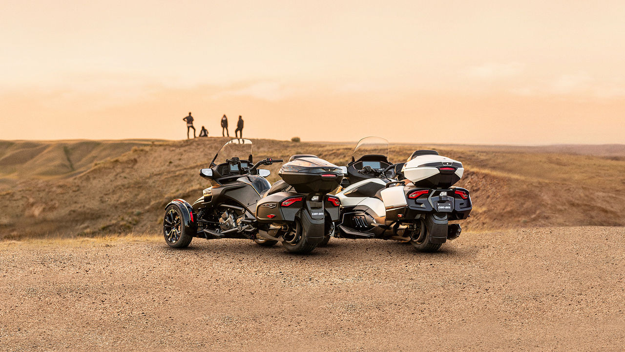 Two parked Can-Am vehicles