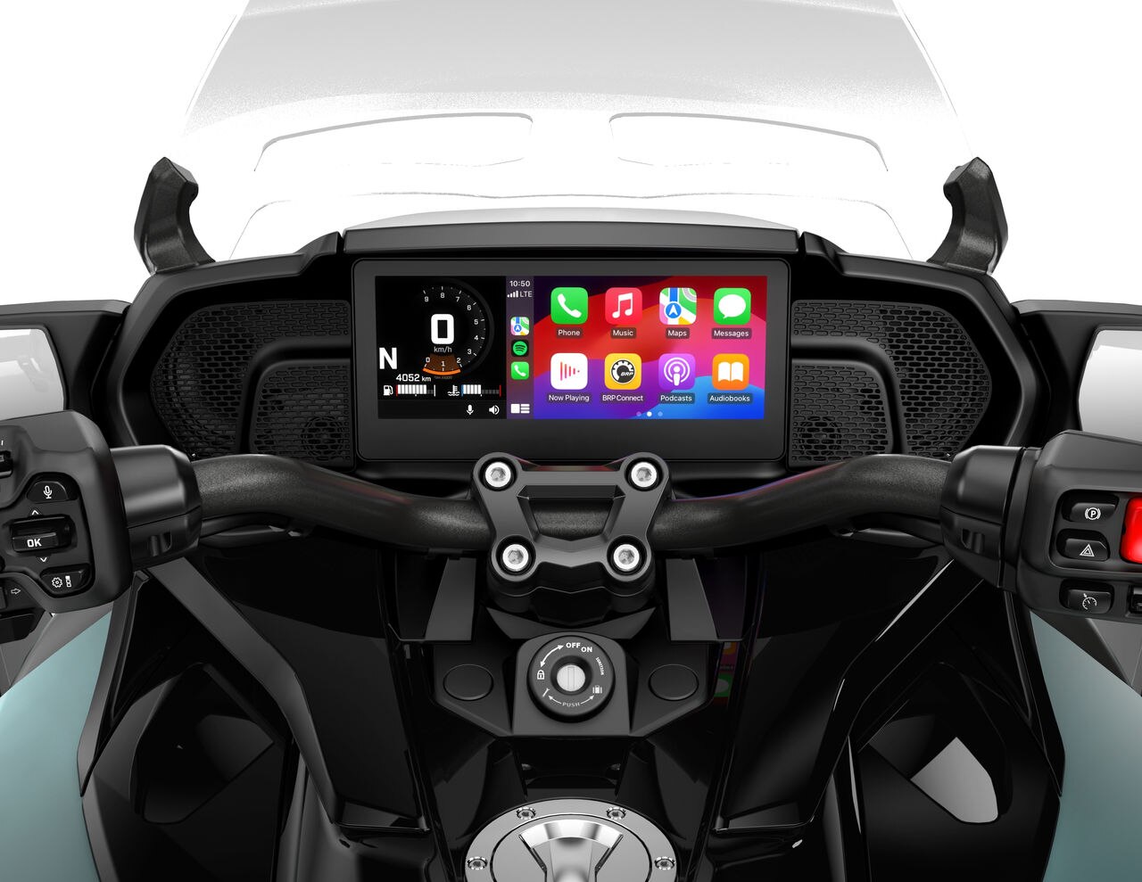 The Can-Am Spyder F3-T 2025's 10.25-inch touchscreen display