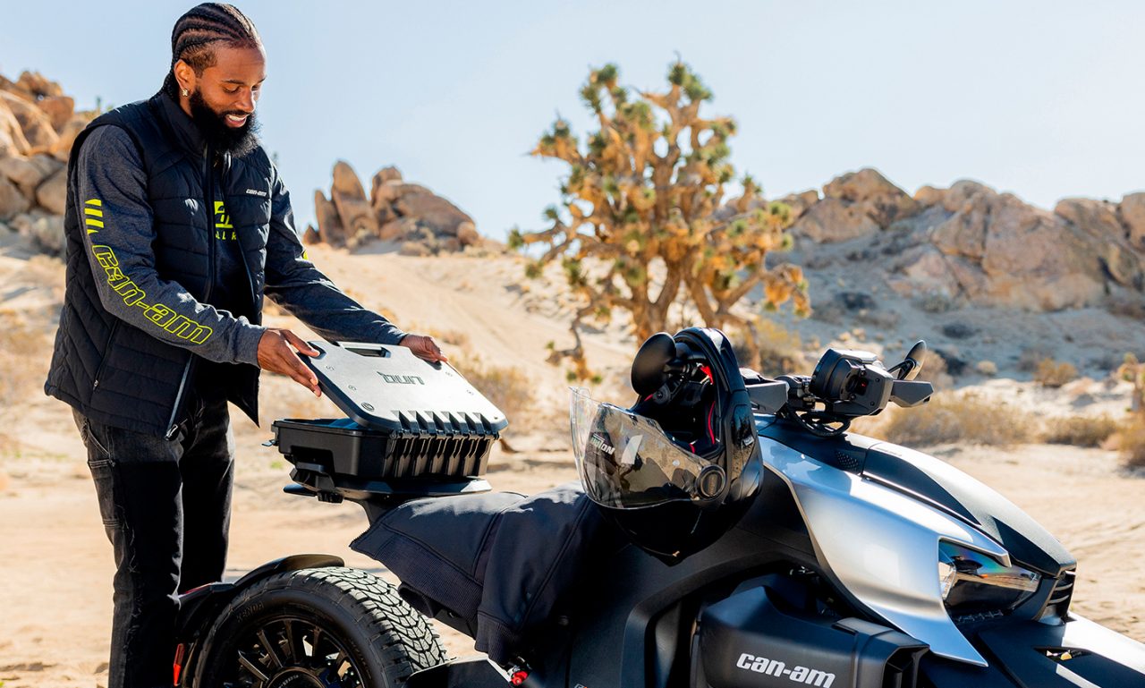 Rider with their Can-Am 3-wheel vehicle
