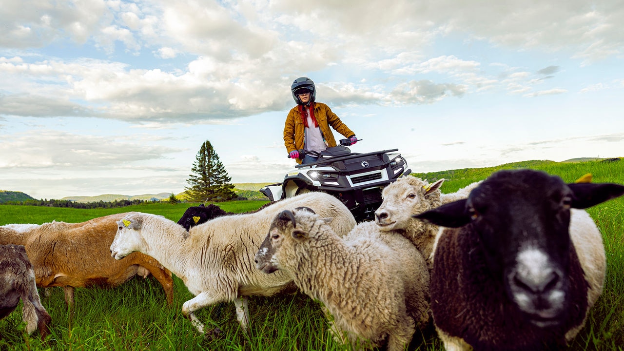 Woman riding an Outlander EV
