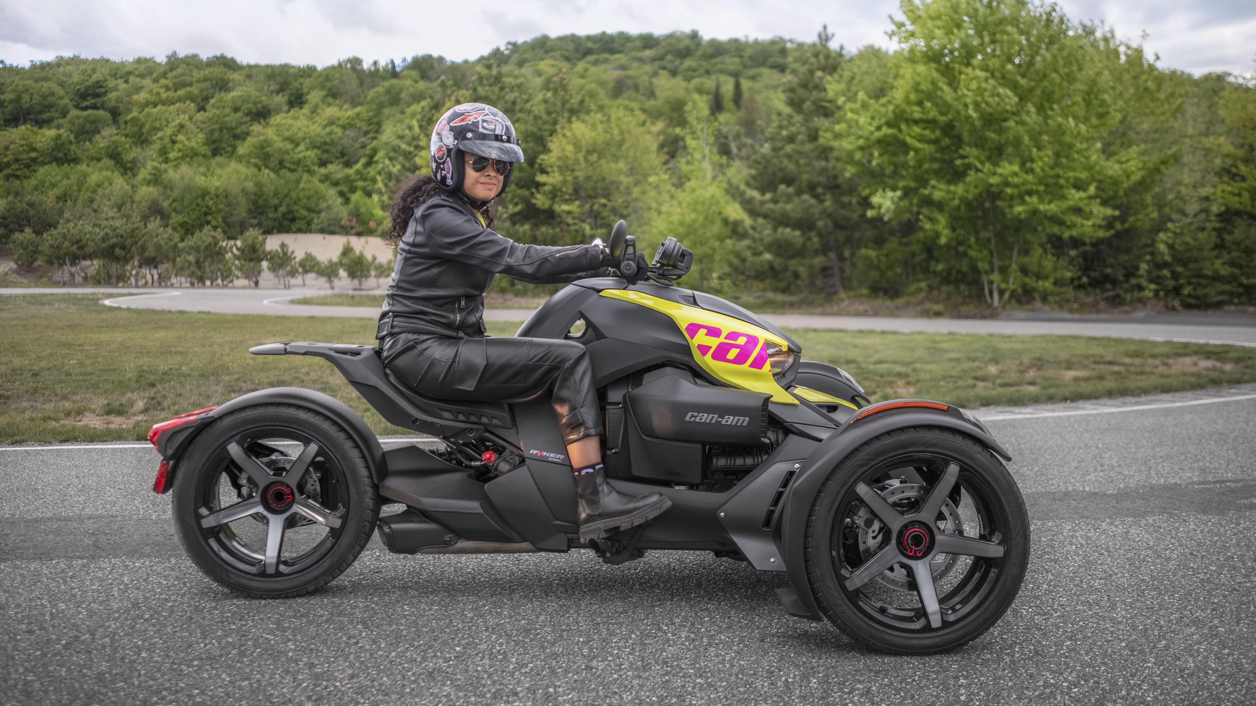 Woman on her Can-Am Ryker Sport on track