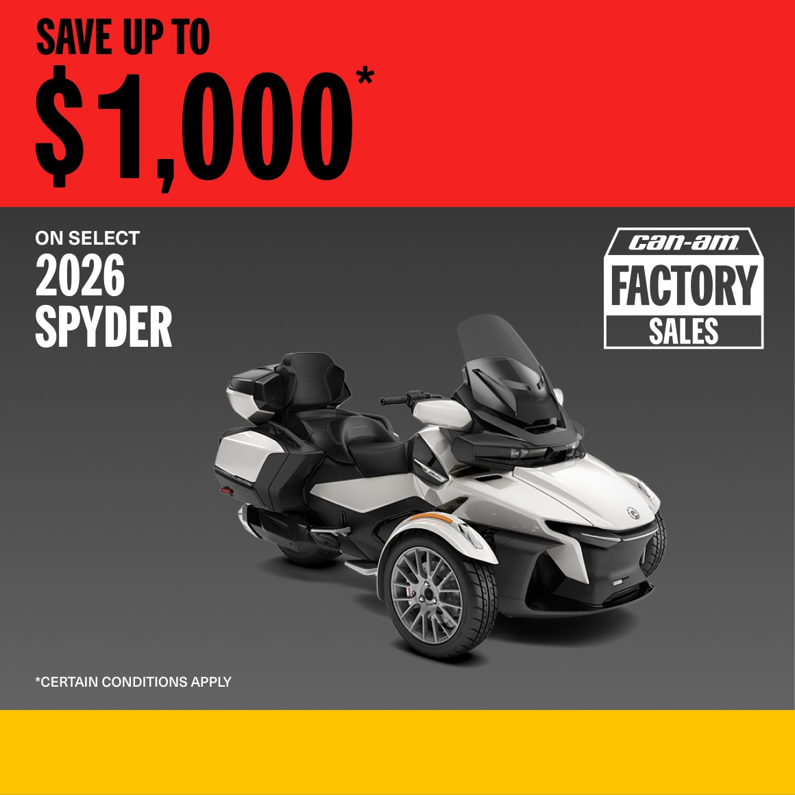 2026 Spyder Factory Sales