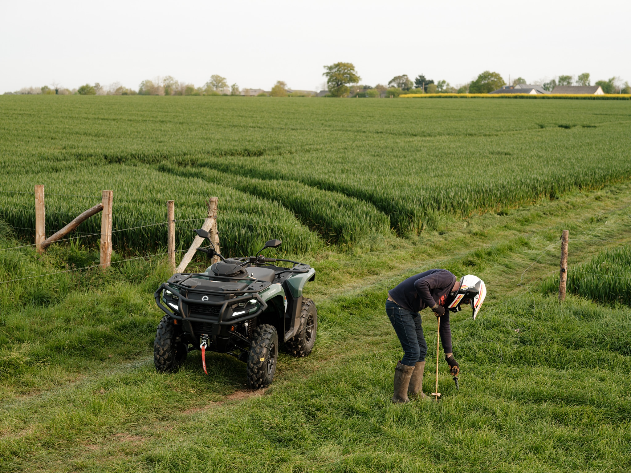 Outlander work in a field