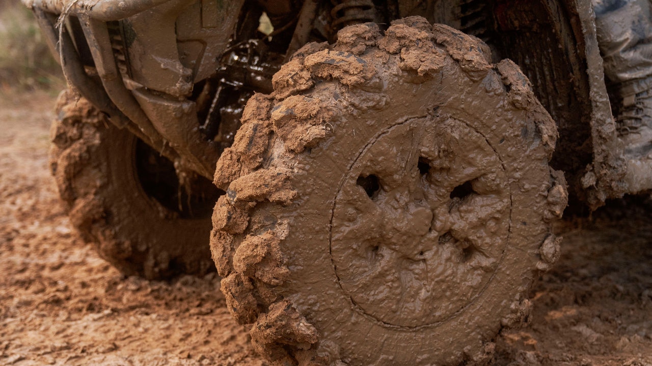 Muddy tyre