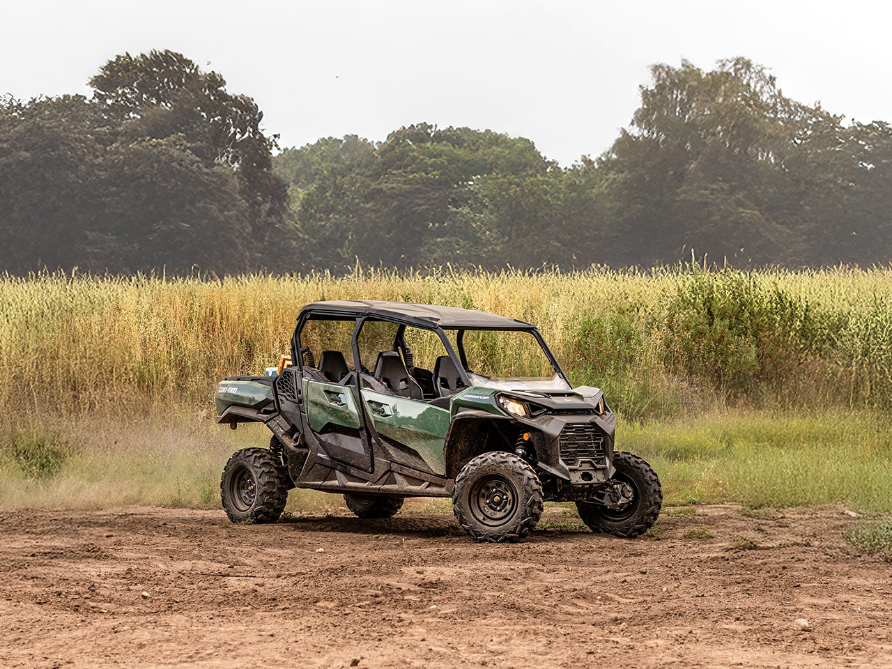 A Can-Am Commander Max XT side-by-side fully equipped for adventure in the woods 