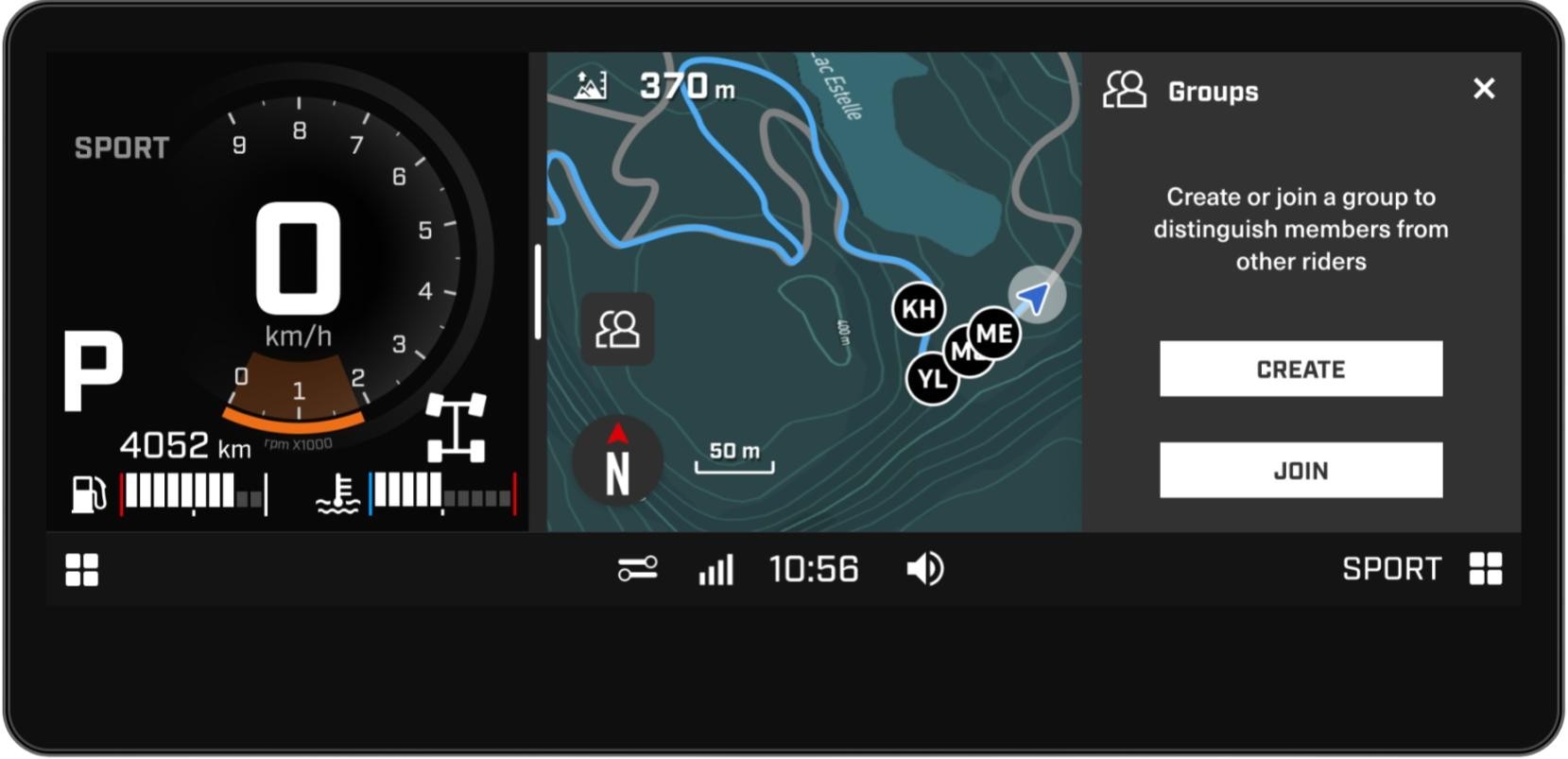 Group ride feature on the Can-Am built in GPS