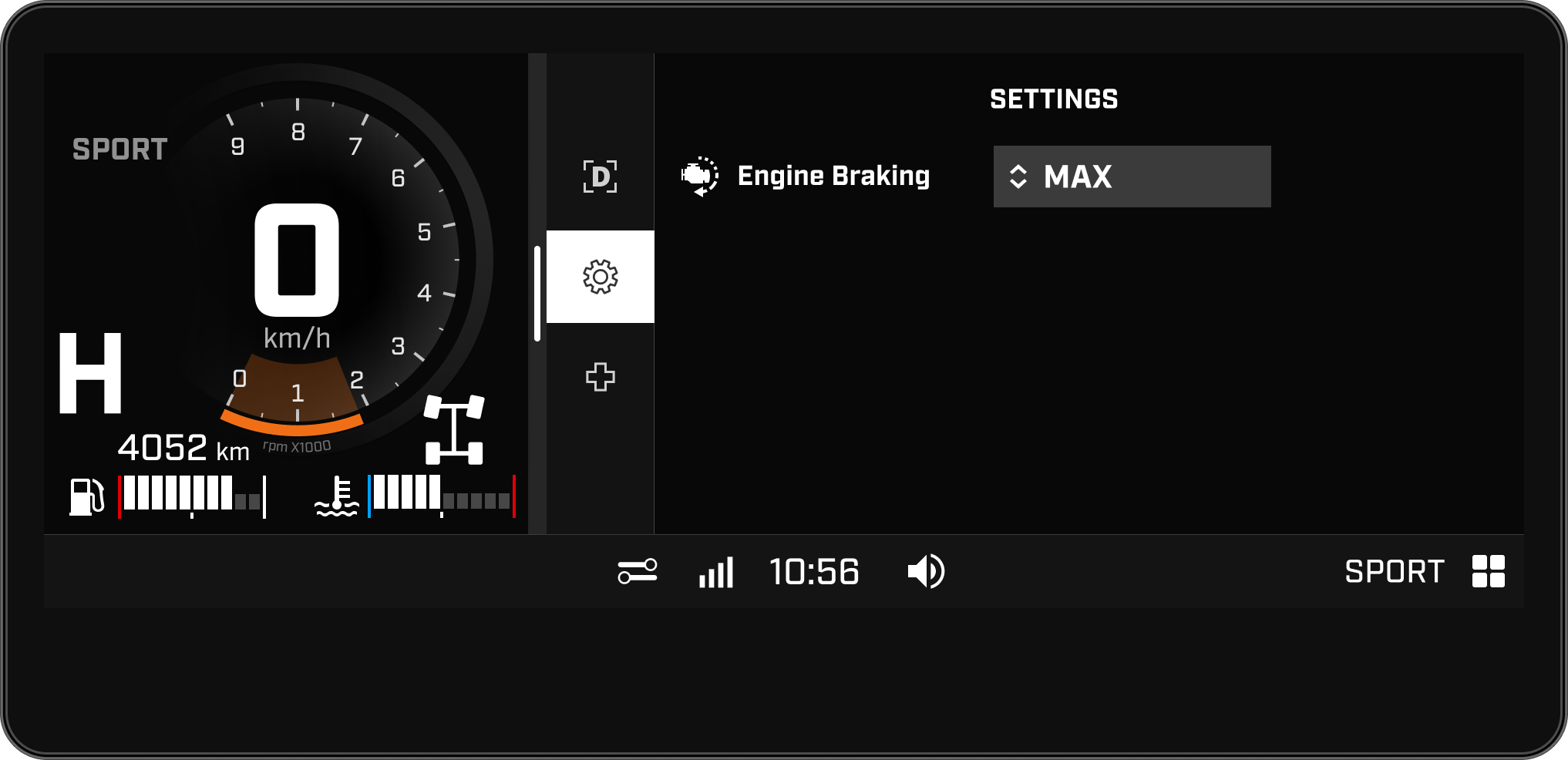 Display touchscreen para gerenciar configurações do quadriciclo