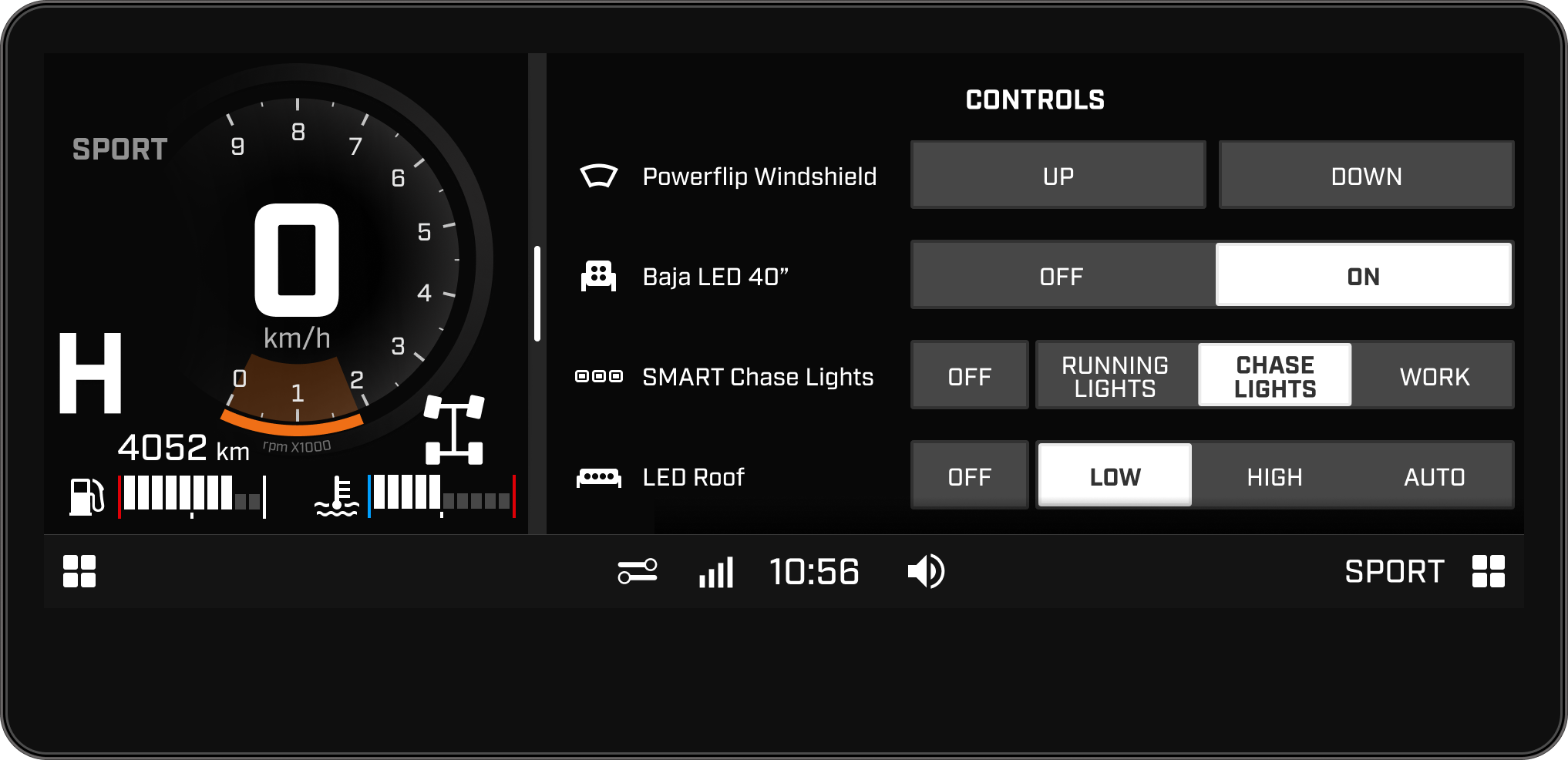 A touchscreen display to manage the accessories on your Side-by-Side