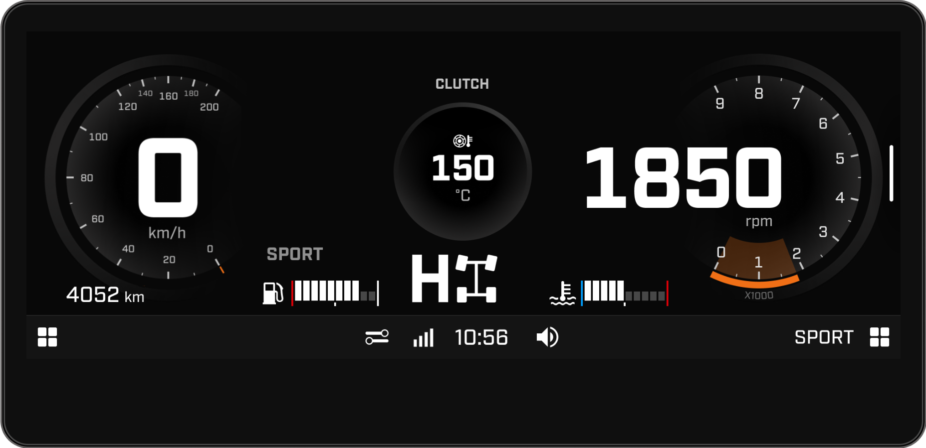 Full gauge view or the speed, RPM, fuel and more on your SxS