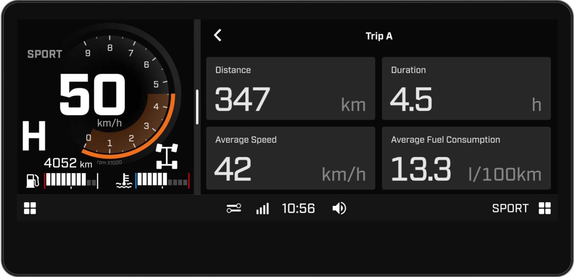 A touchscreen display to see the ride statistics