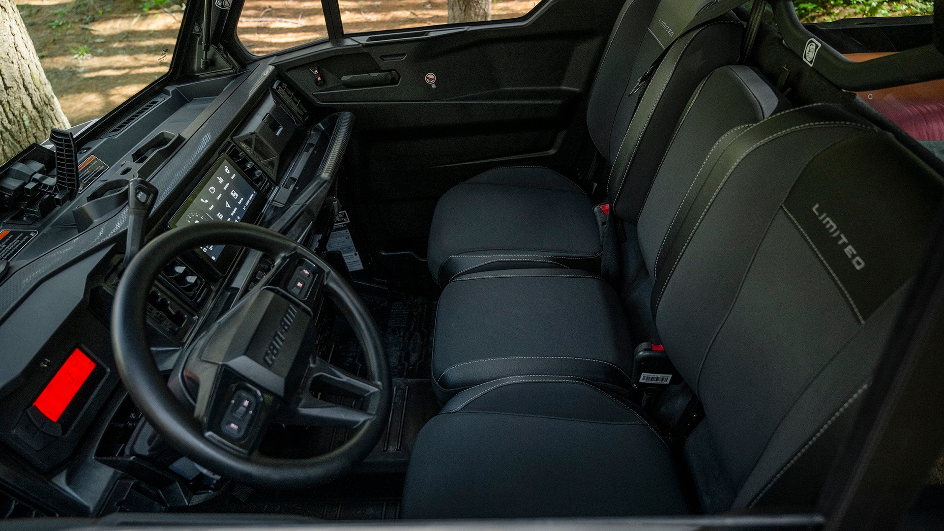 The super comfortable seats offered in the 2026 Can-Am Defender HD11