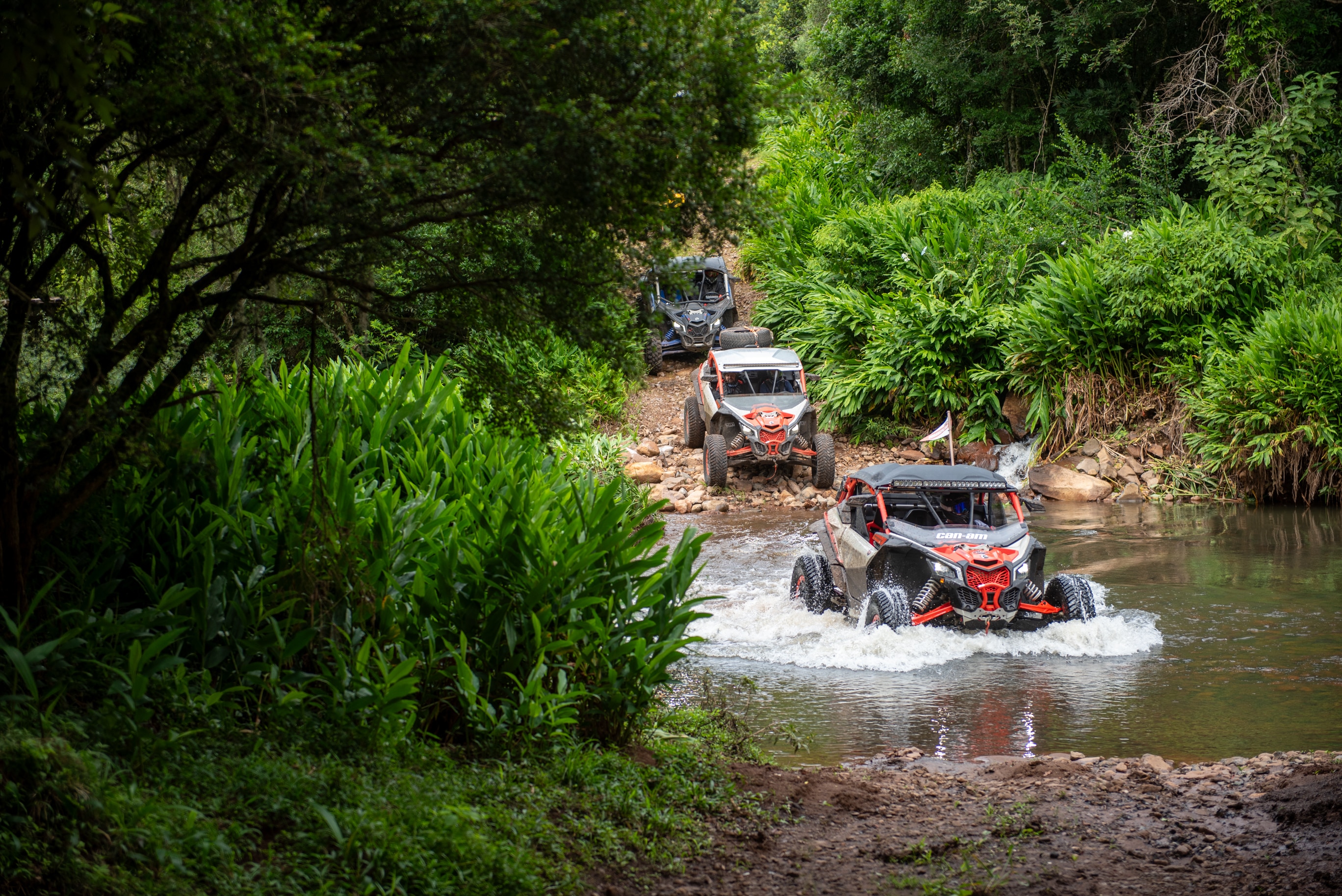 Commander driving in rocks