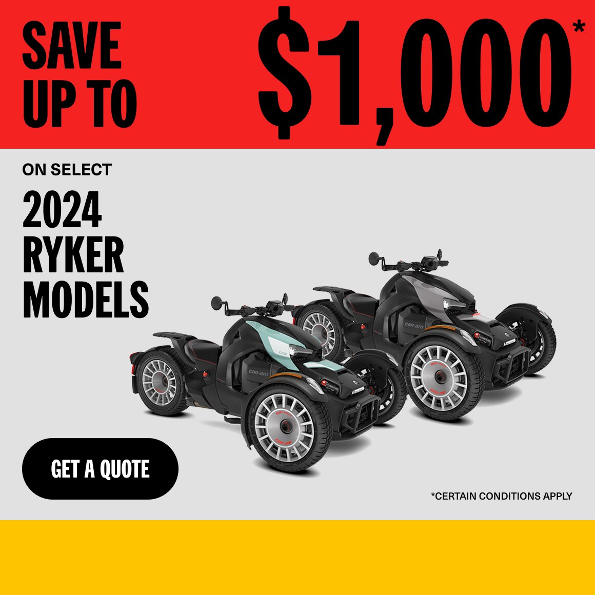 Save up to $1500 on 2024 Ryker Models