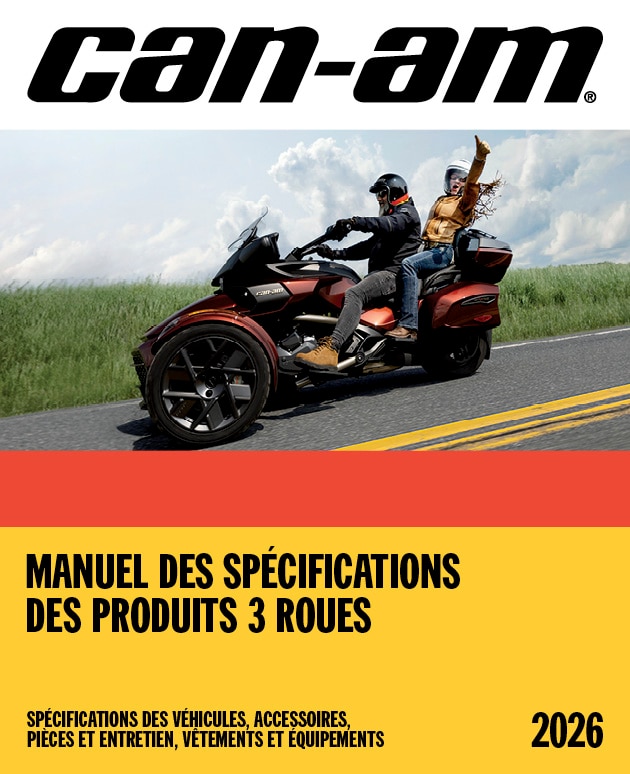 Couverture du Manuel des spécifications Can-Am 3 roues 2026