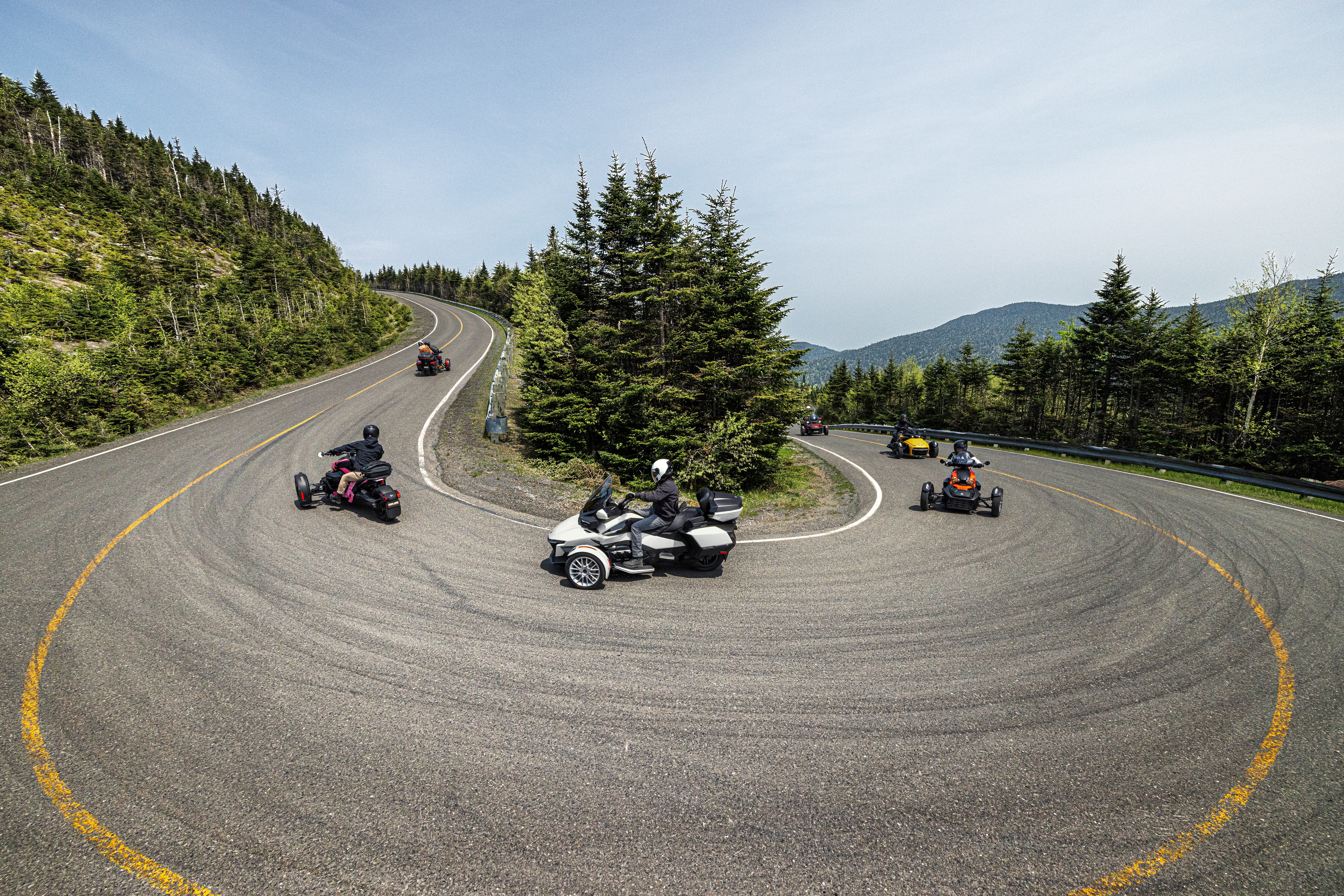 A group of riders enjoying their Can-Am 3-wheel experience