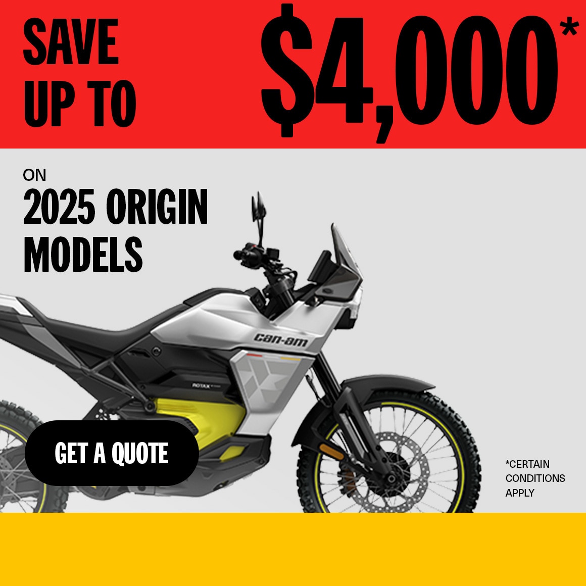 Can-Am Factory Sales : Save up to $4,000 on 2025 Origin Models