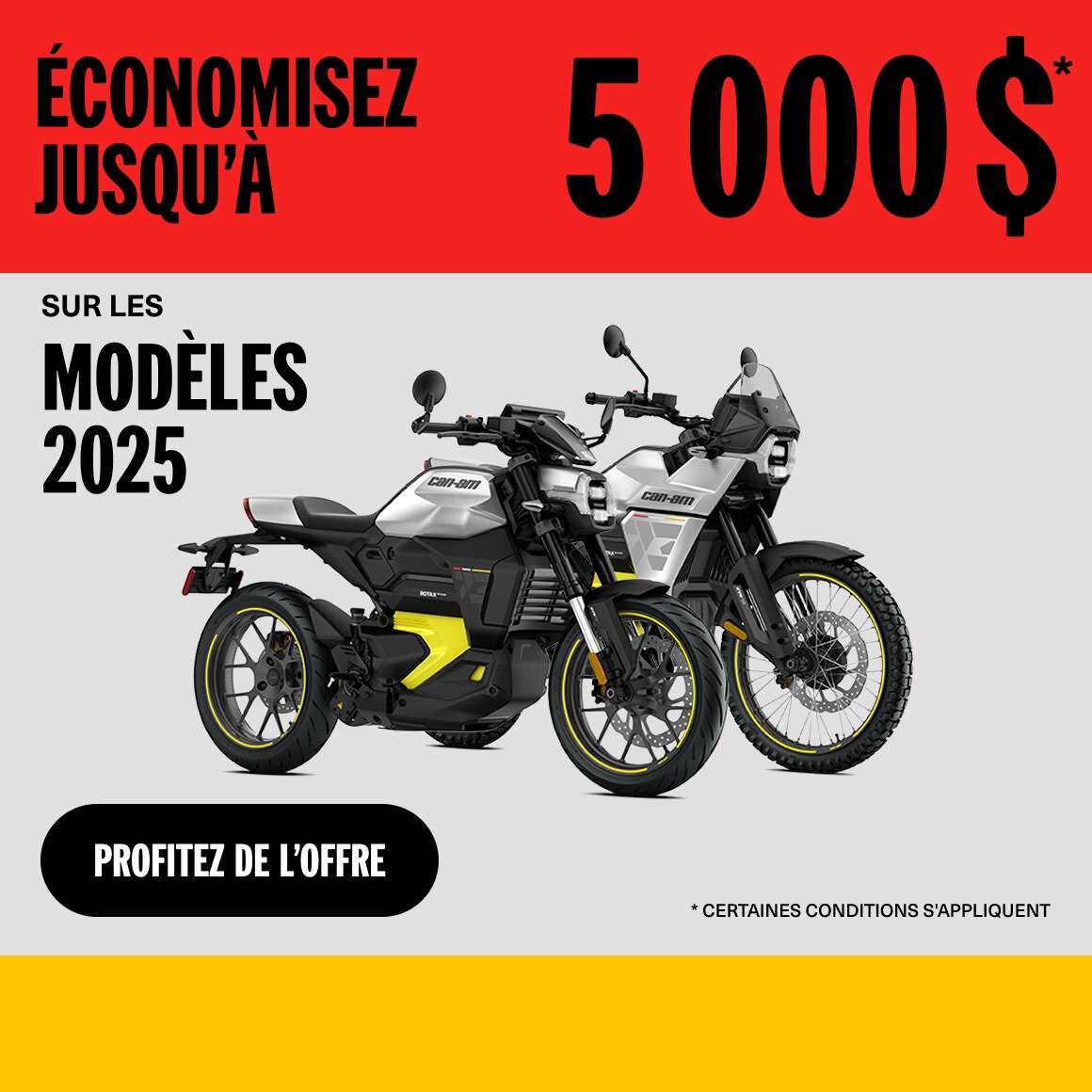 Vente d'entrepôt Can-Am : Économisez jusqu'à 5 000 $ sur les motos 2025