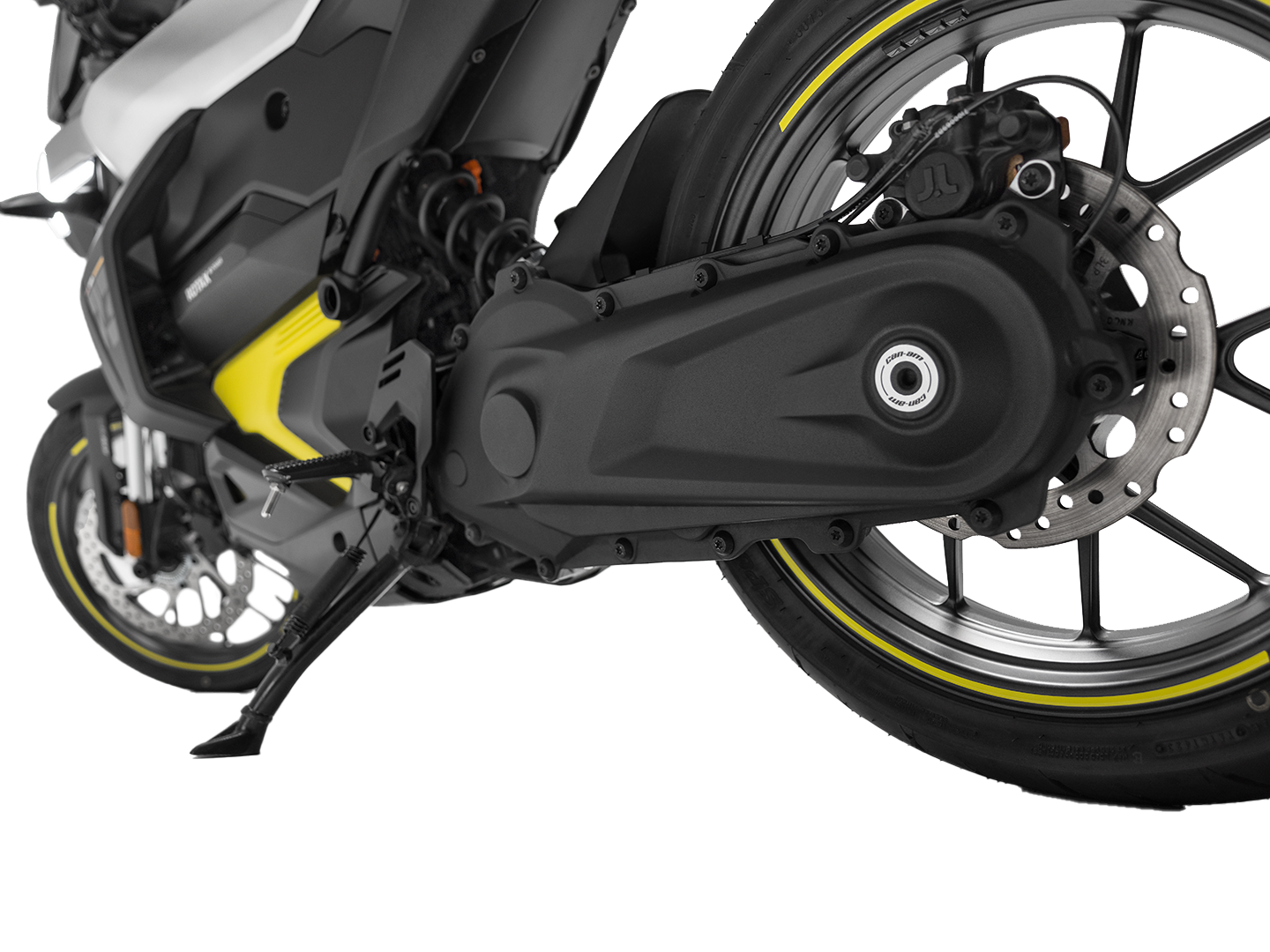 View of the chain case on the Can-Am Pulse 73 ev motorcycle