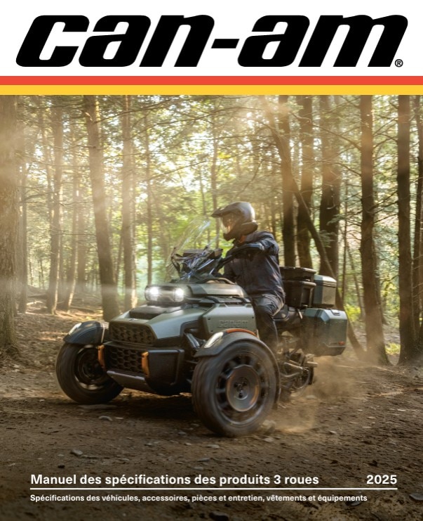 Couverture du Manuel des spécifications Can-Am 3 roues 2025