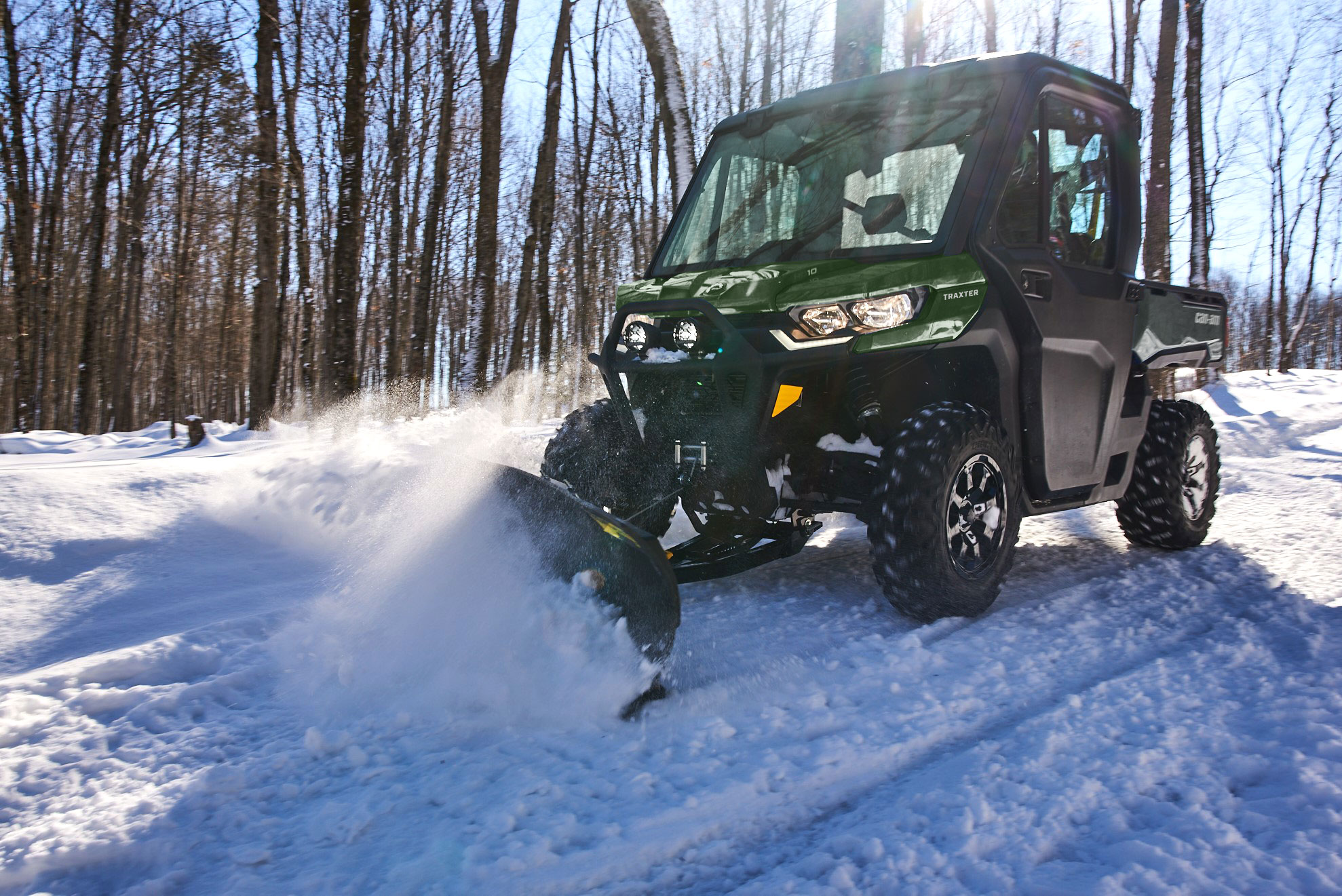 Can-Am vehicle snow plowing