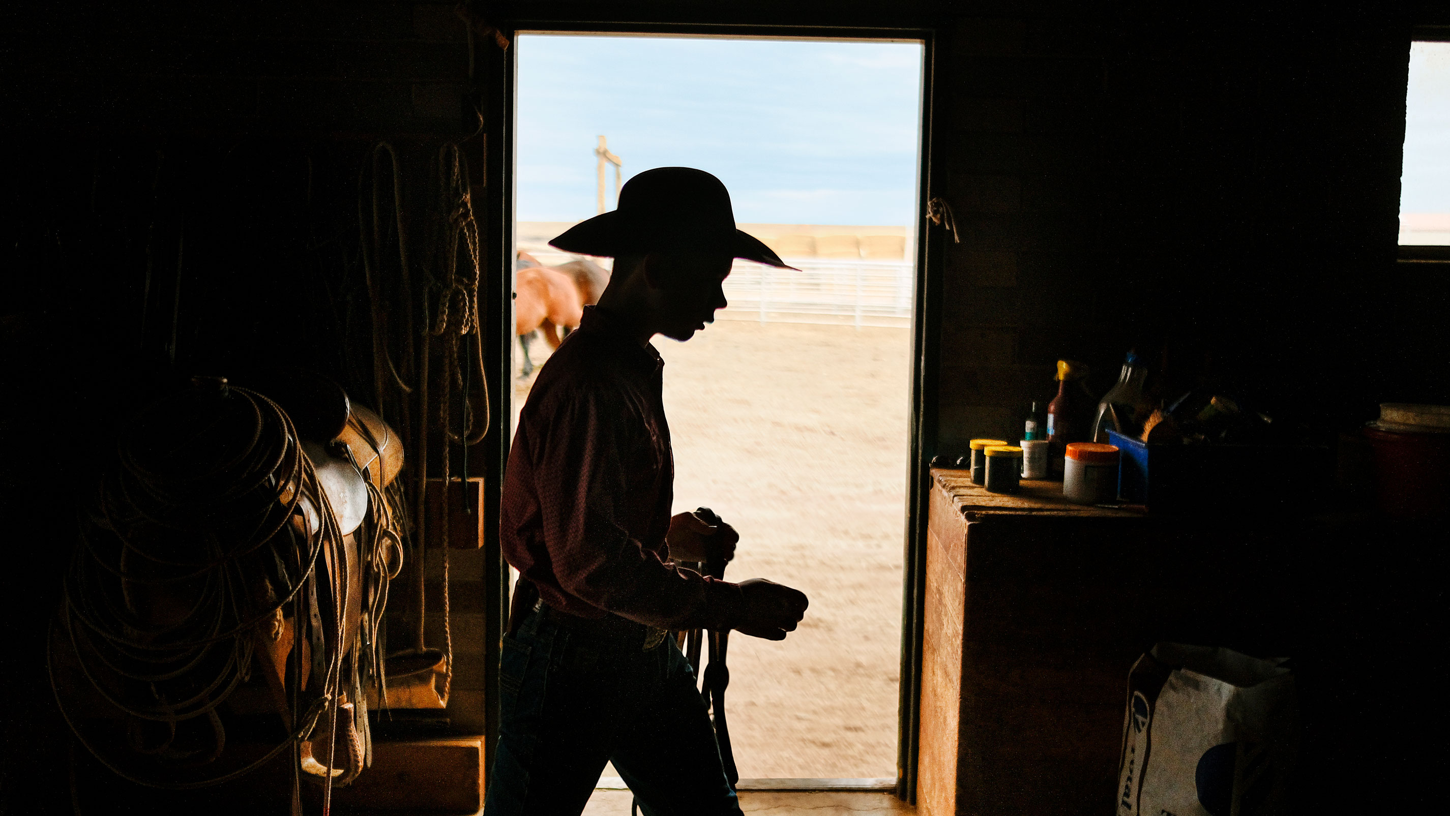 Cowboys dans un ranch 