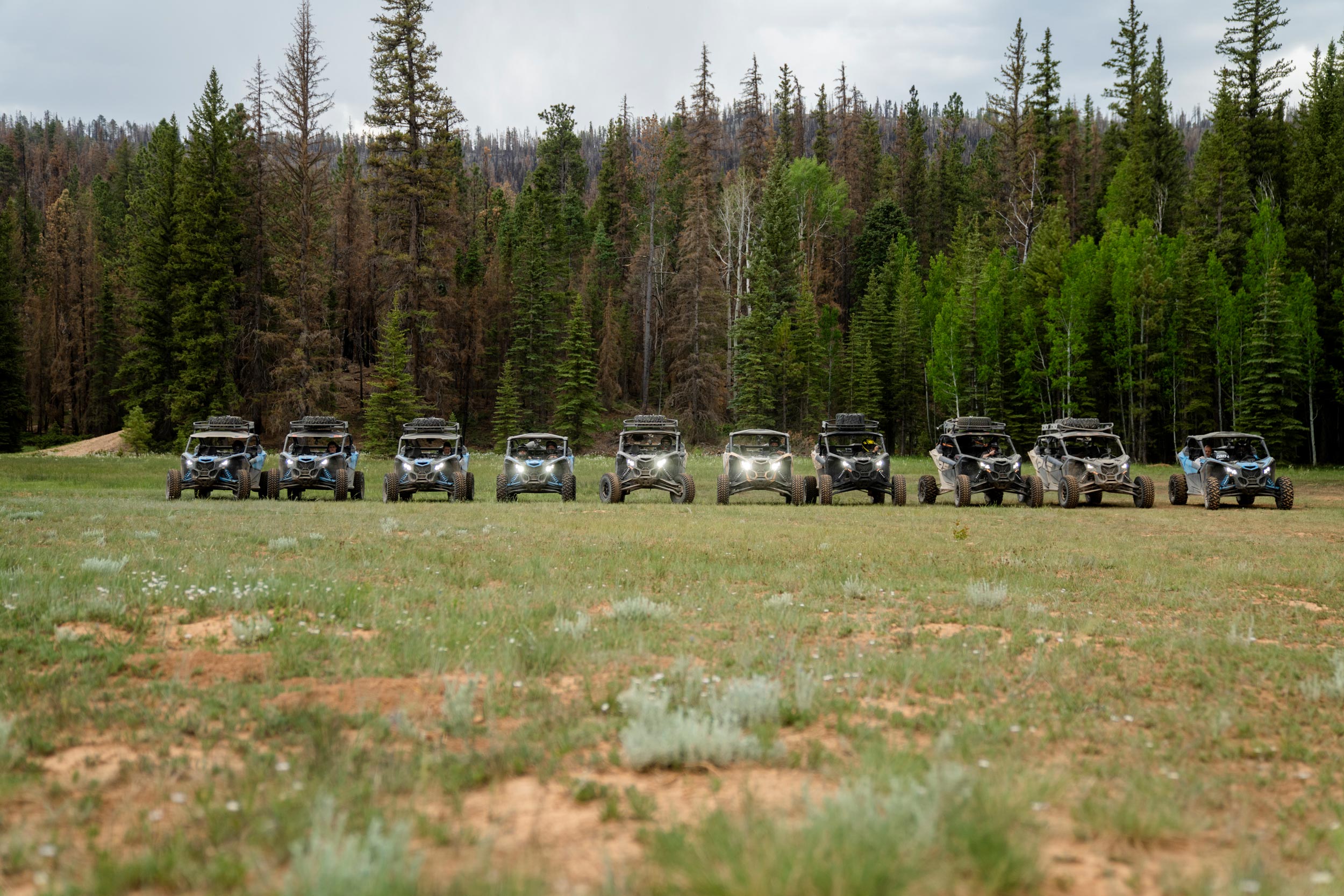 lineup of Can-Am Off-Road vehicles