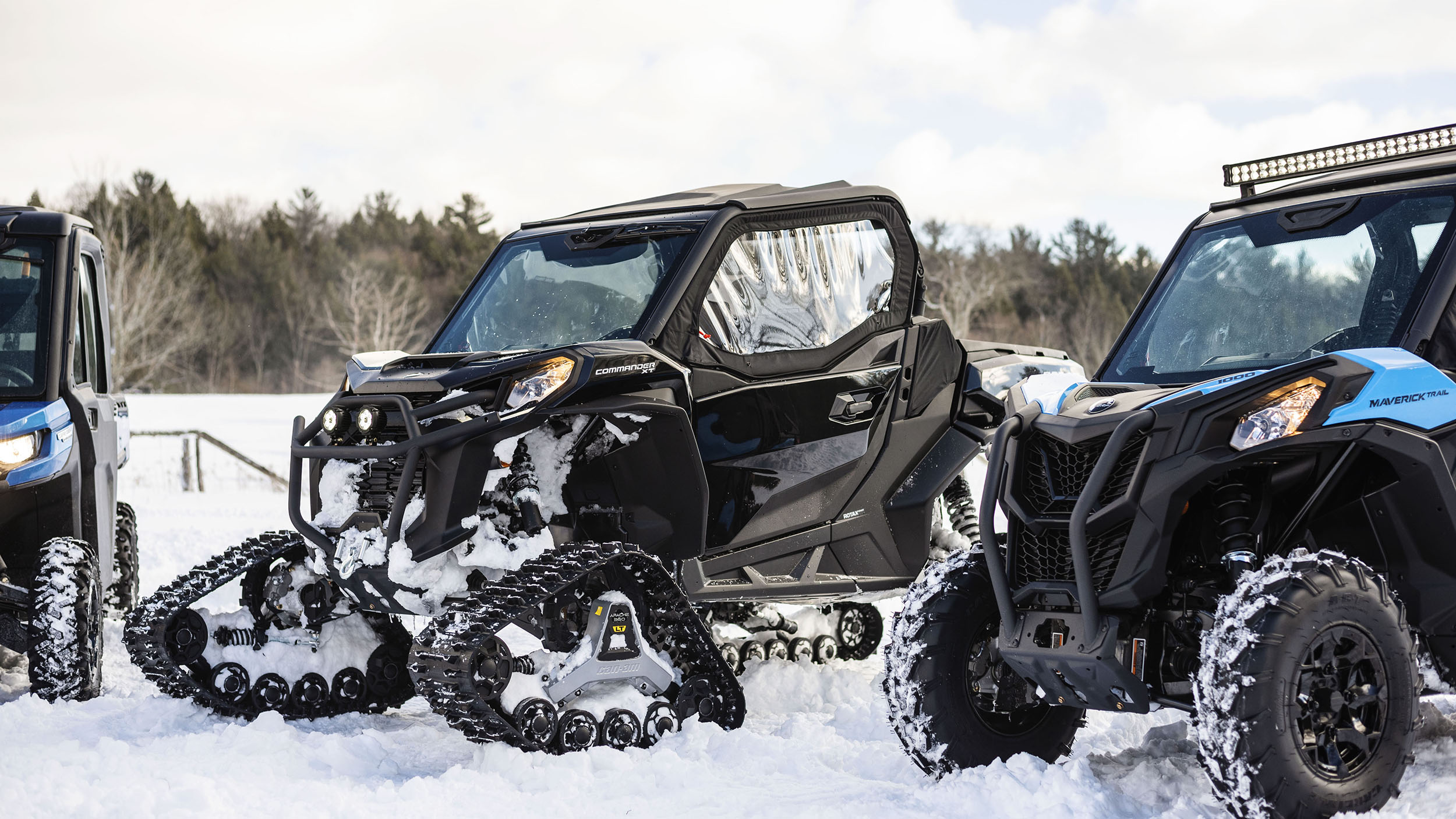 A close view of the Can-Am vehicles