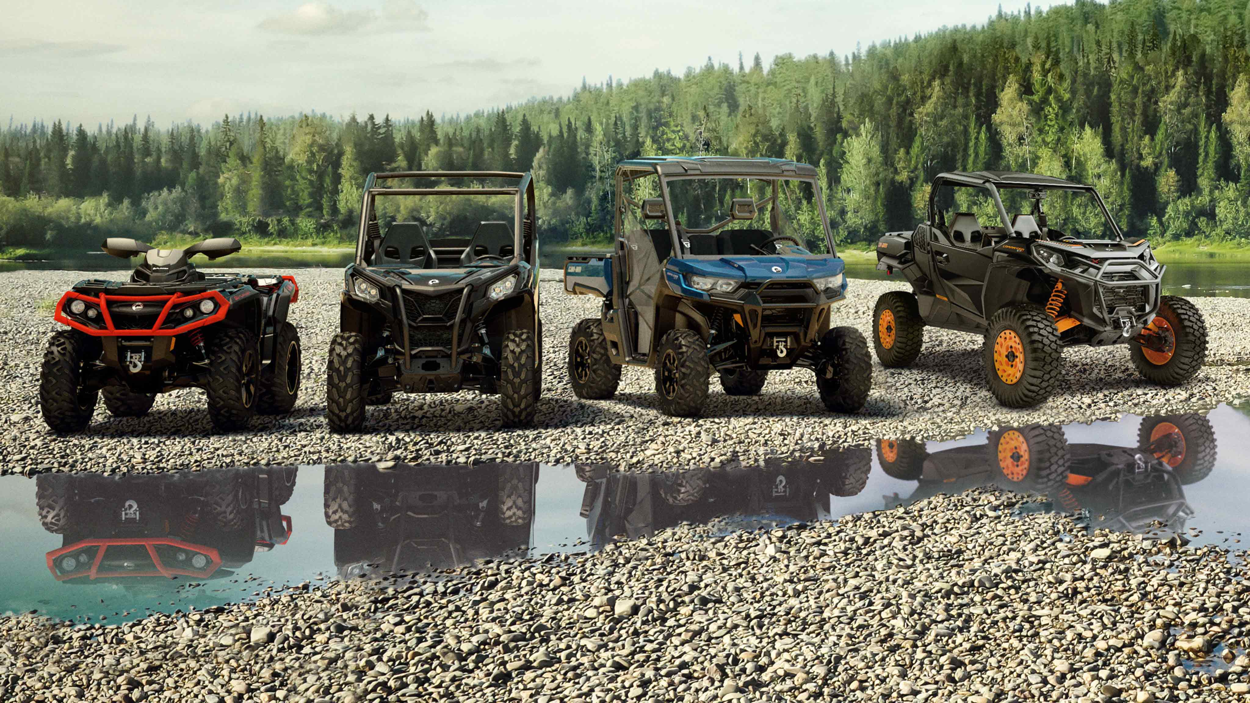 4 Can-Am Off-Road vehicles in outdoors