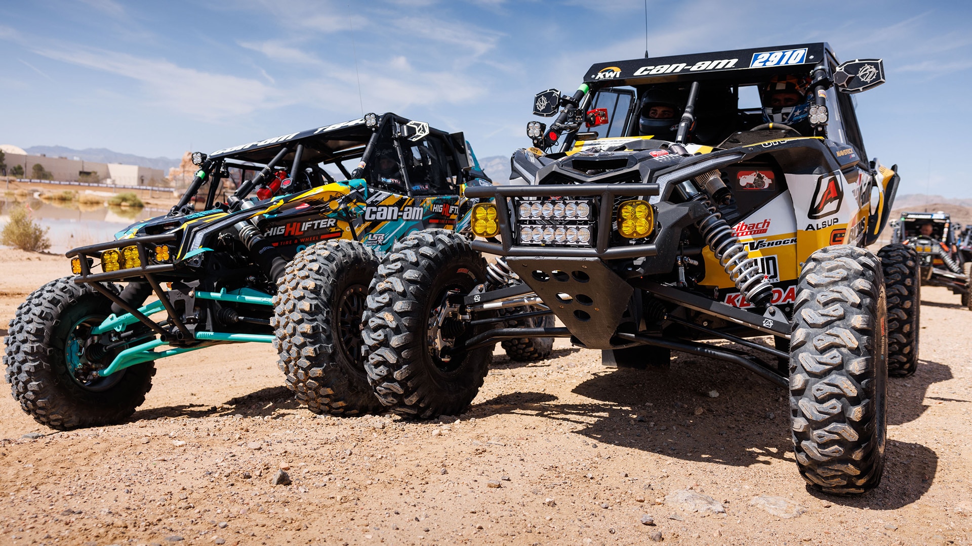 Two Can-Am Off-Road vehicles side by side before the big race