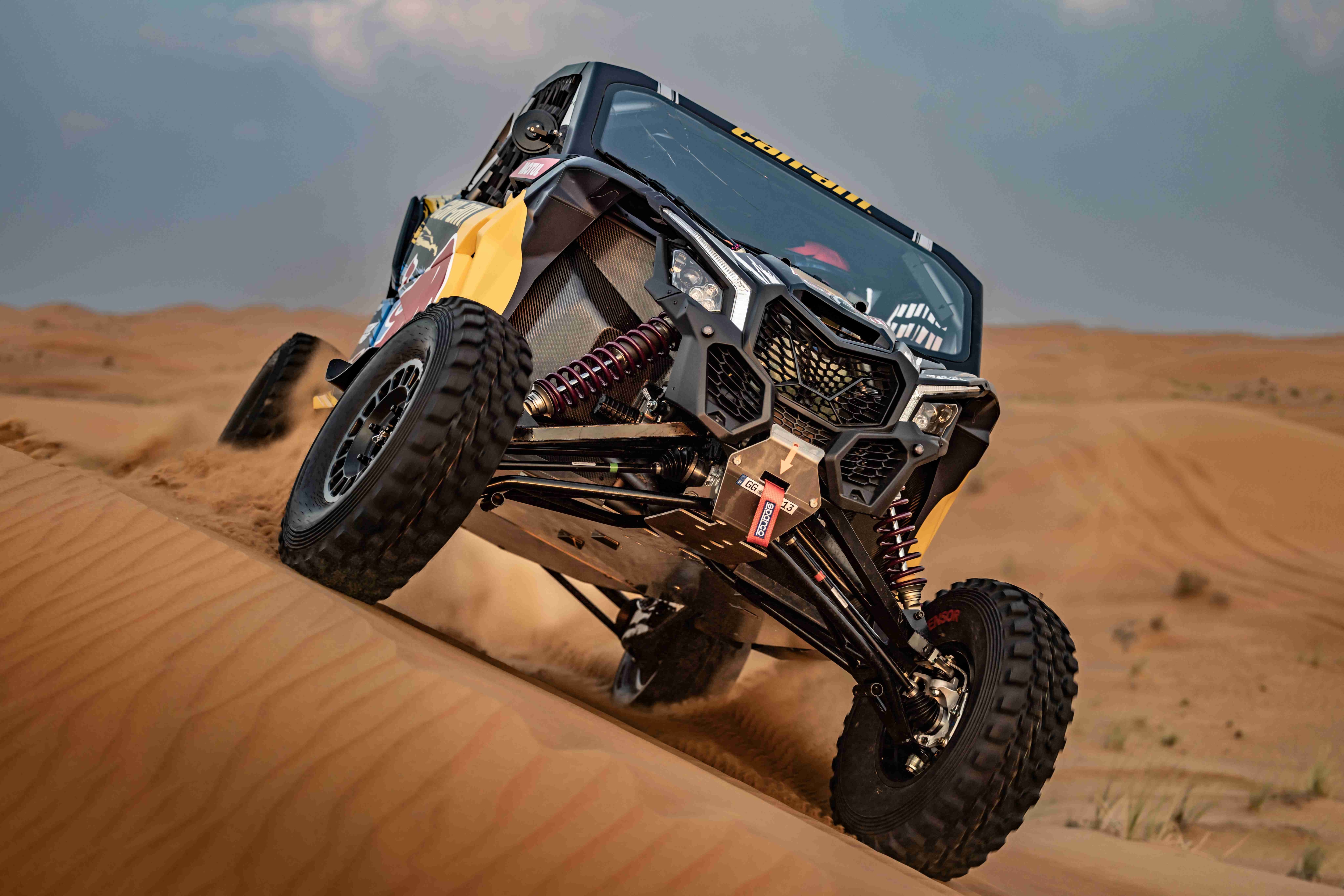 close view to a Maverick Can-Am in the desert