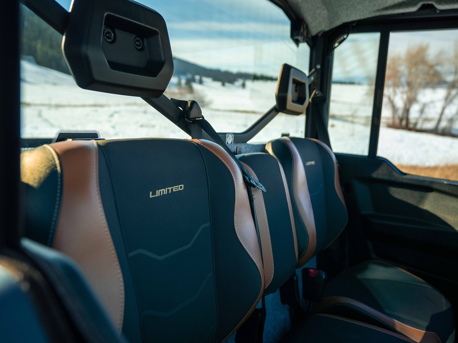 Backseat of the 2024 Can-Am Defender Limited side-by-side vehicle