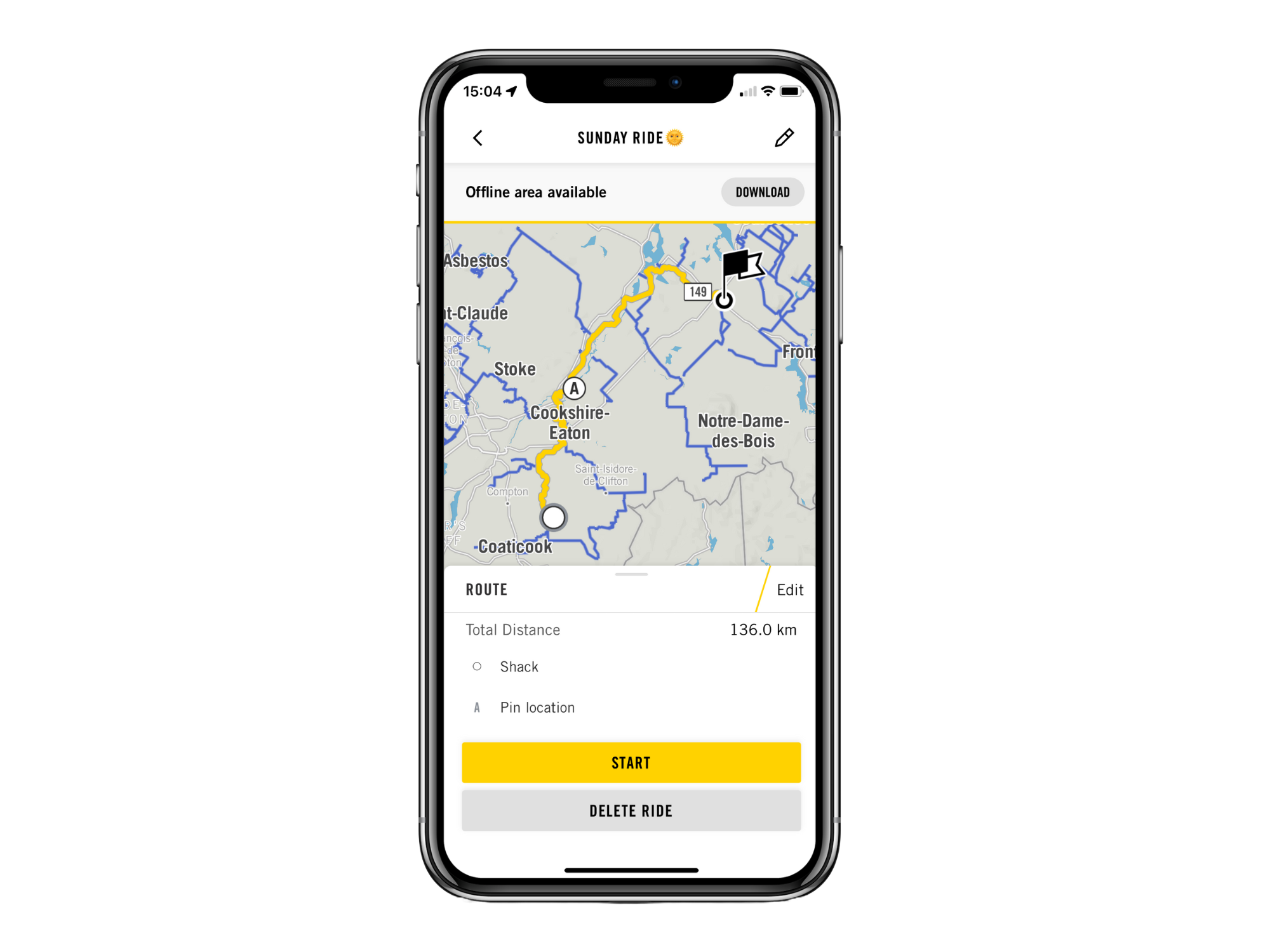 BRP GO! GPS features displayed on a mobile device