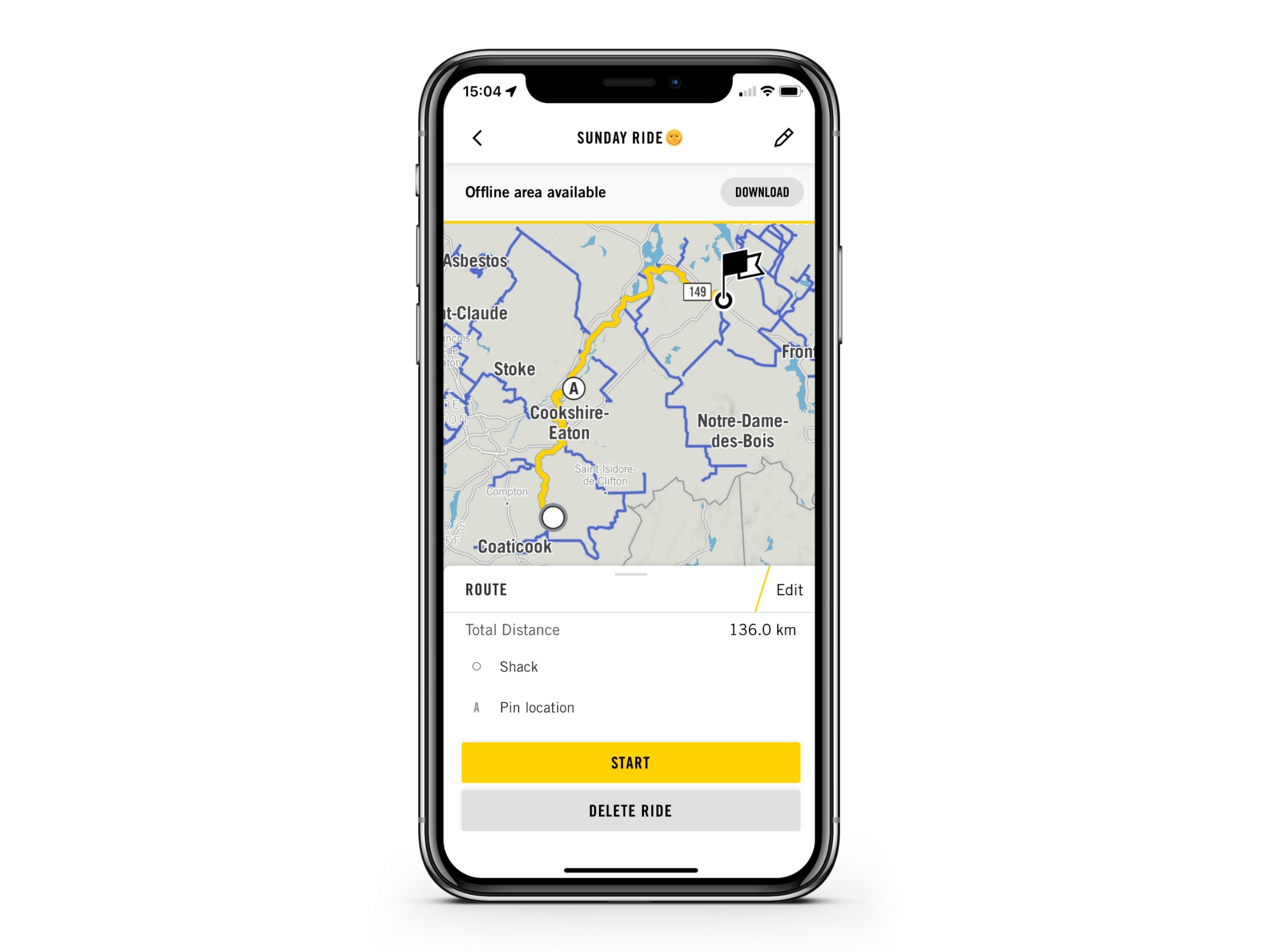 BRP GO! GPS features displayed on a mobile device