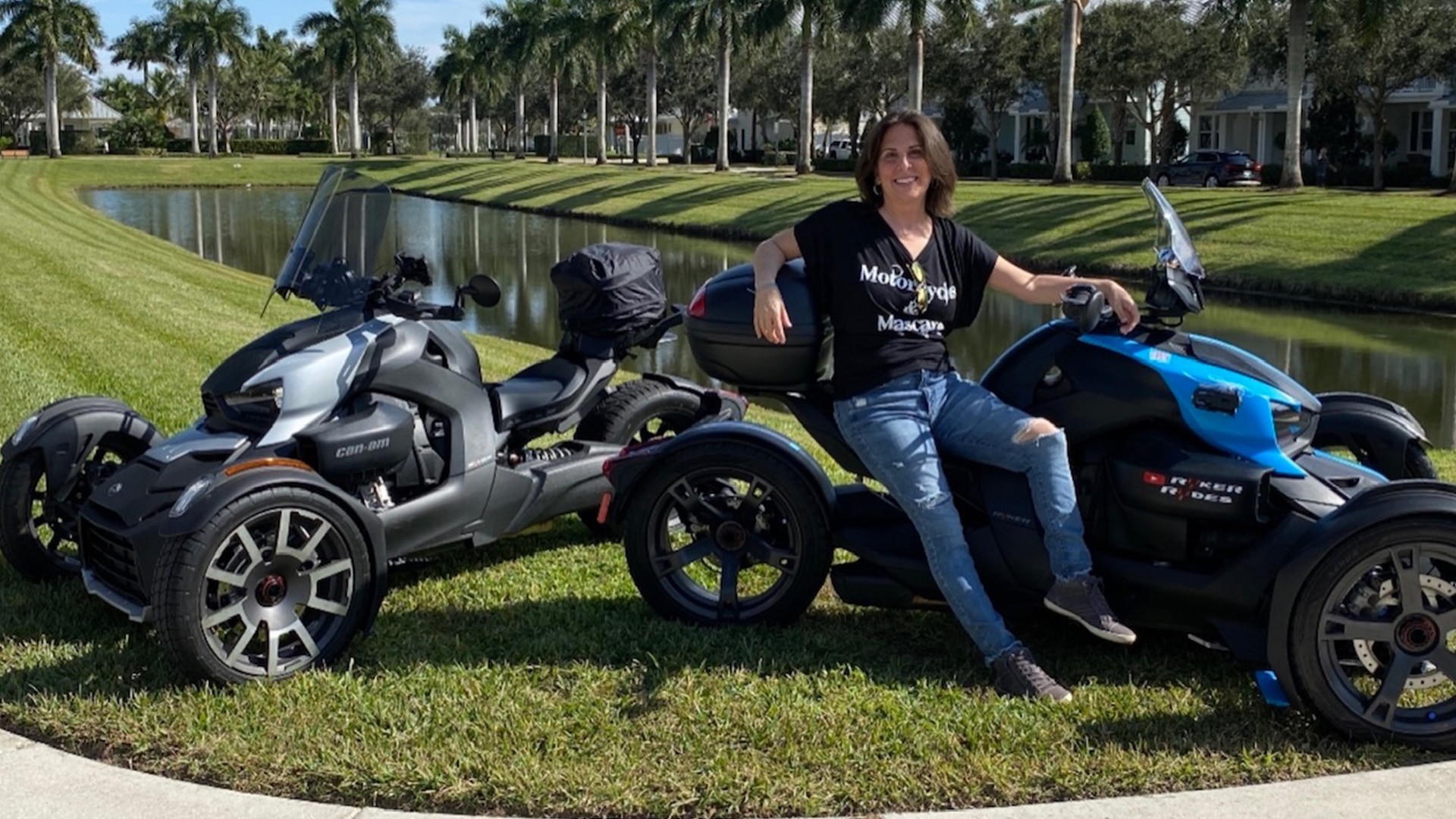 Beth and two Can-Am Ryker vehicles