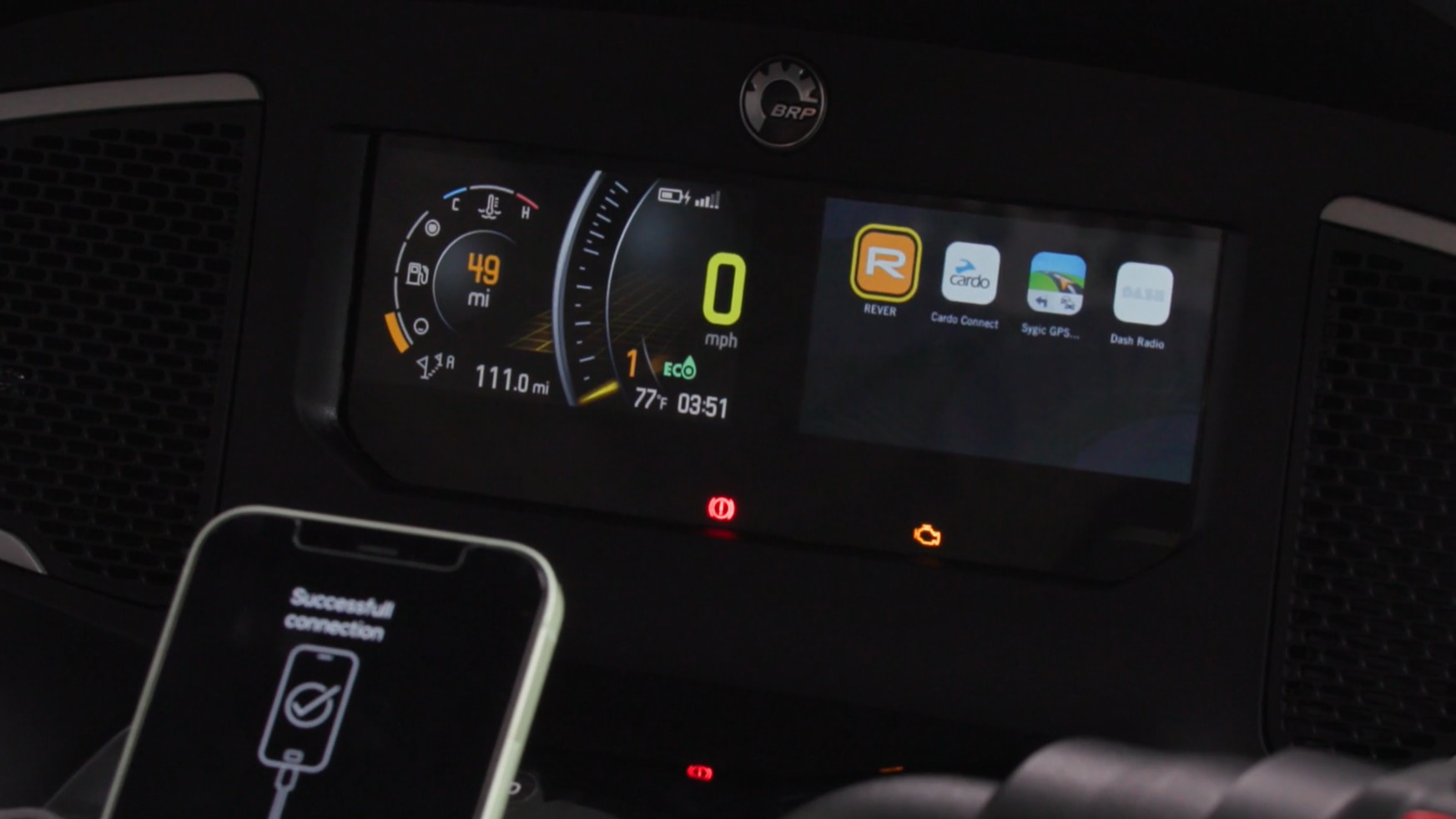 Technologie BRP Connect sur l’indicateur d’un véhicule Can-Am Spyder