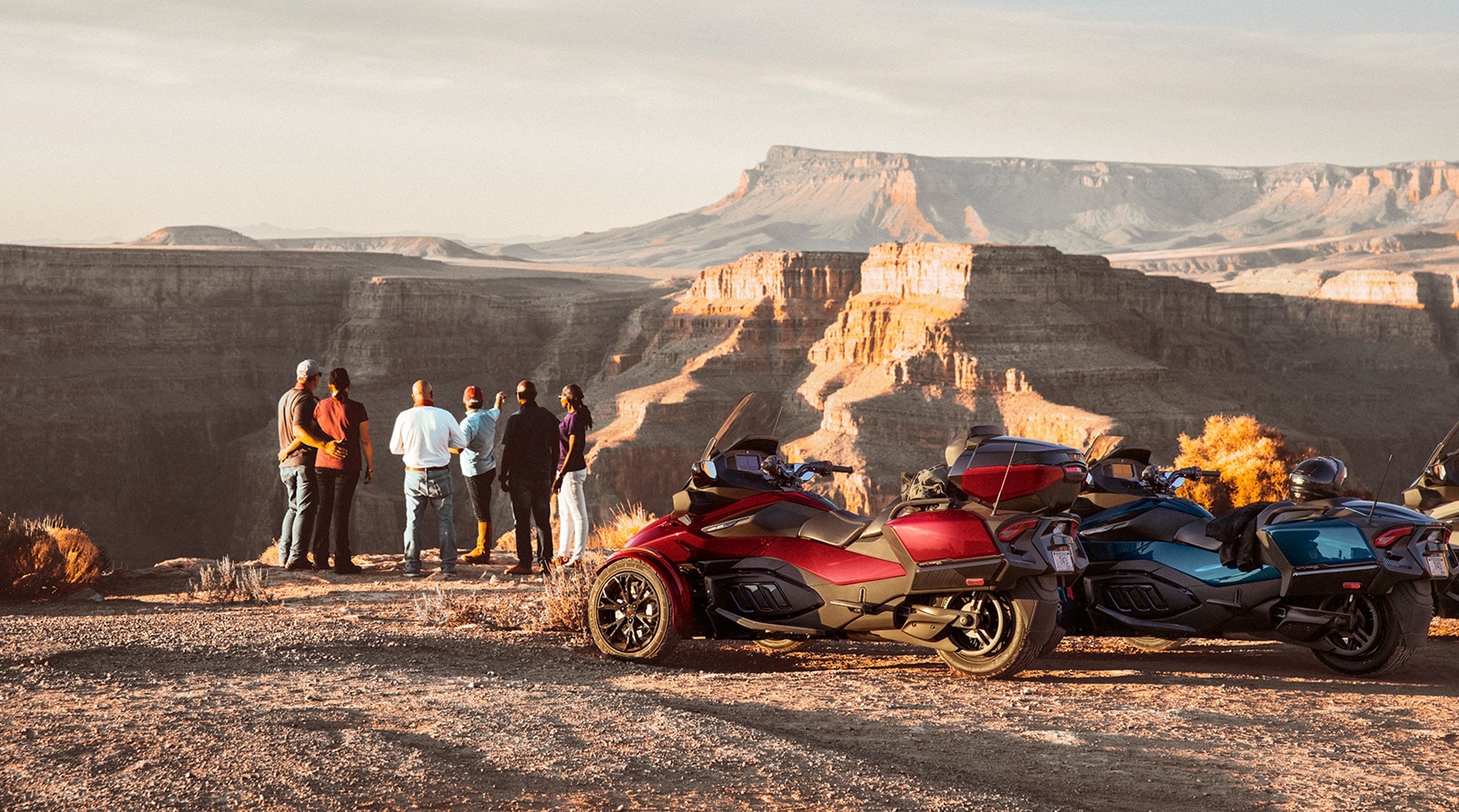 Group of riders overlooking a canyon