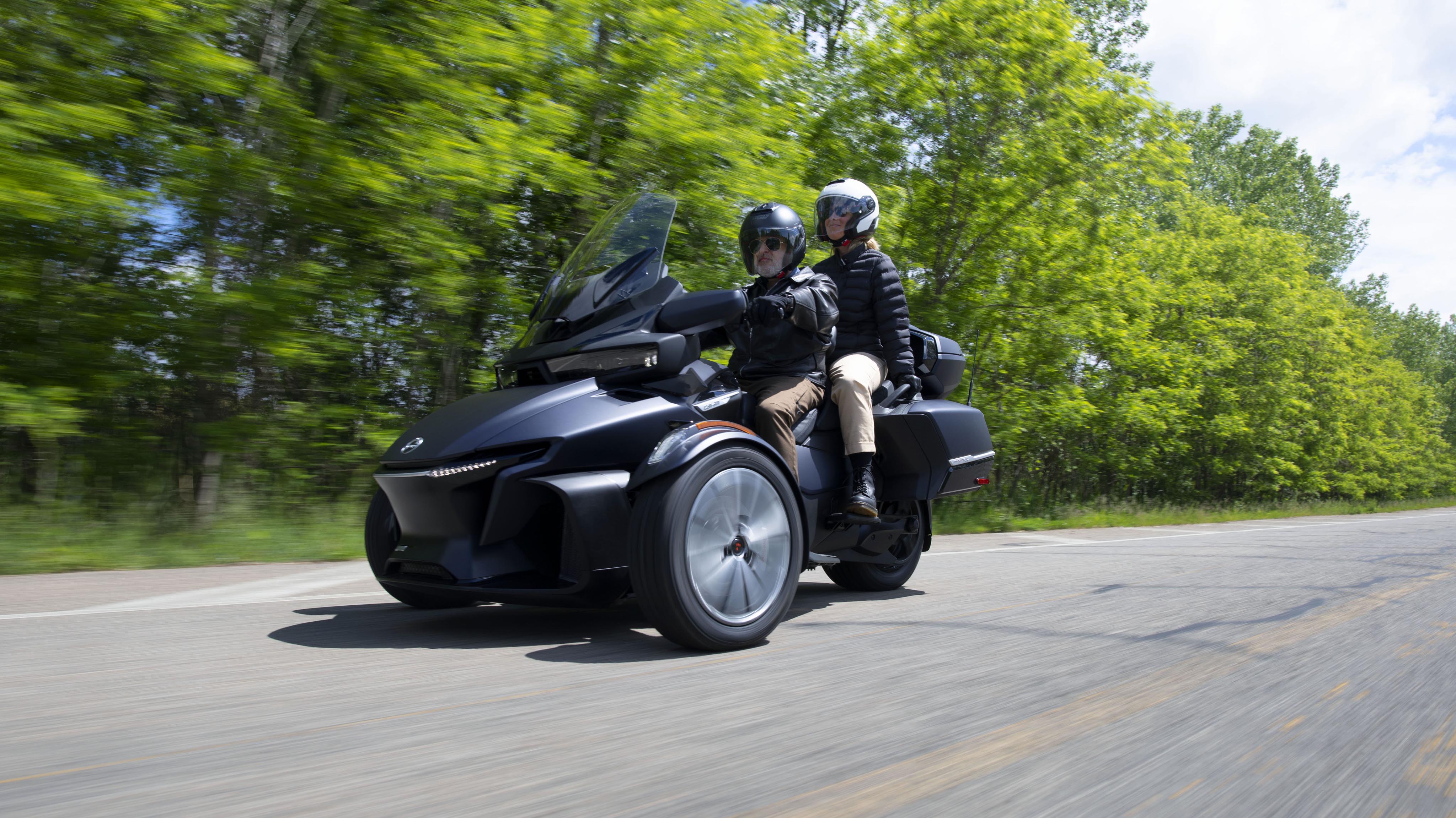 A man and woman on a Can-Am Spyder RT
