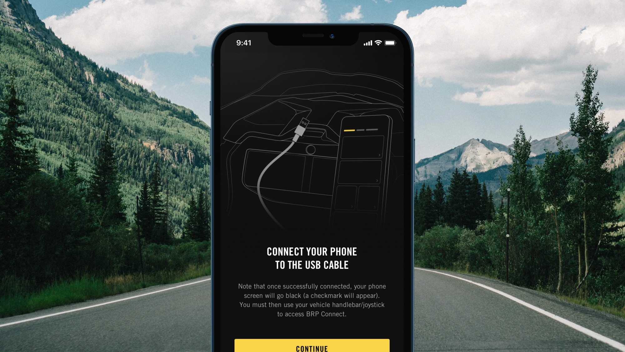 Vehicle connexion guide of the BRP GO! app
