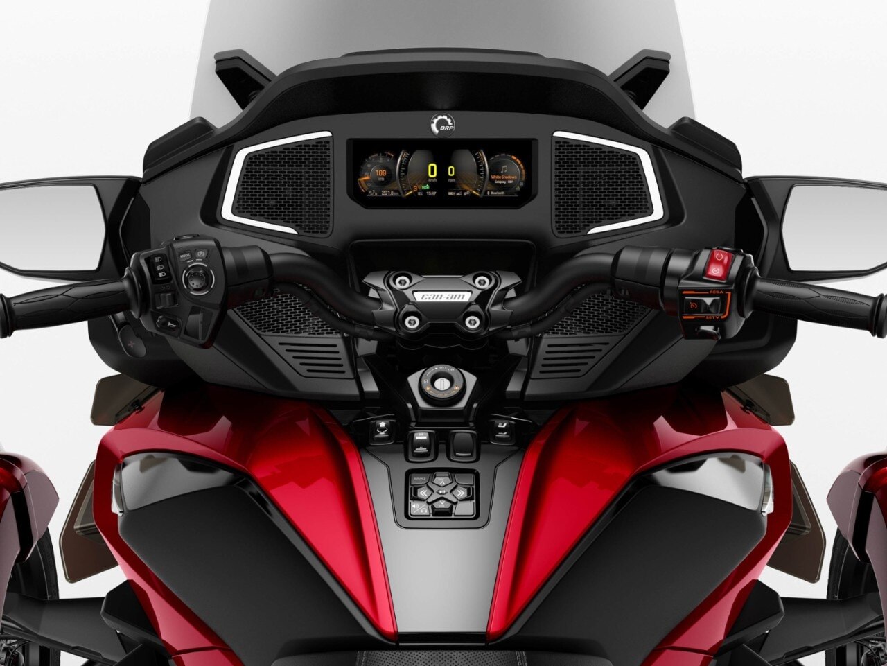 Can-Am Spyder's 7.8" wide LCD color display with vehicle controls