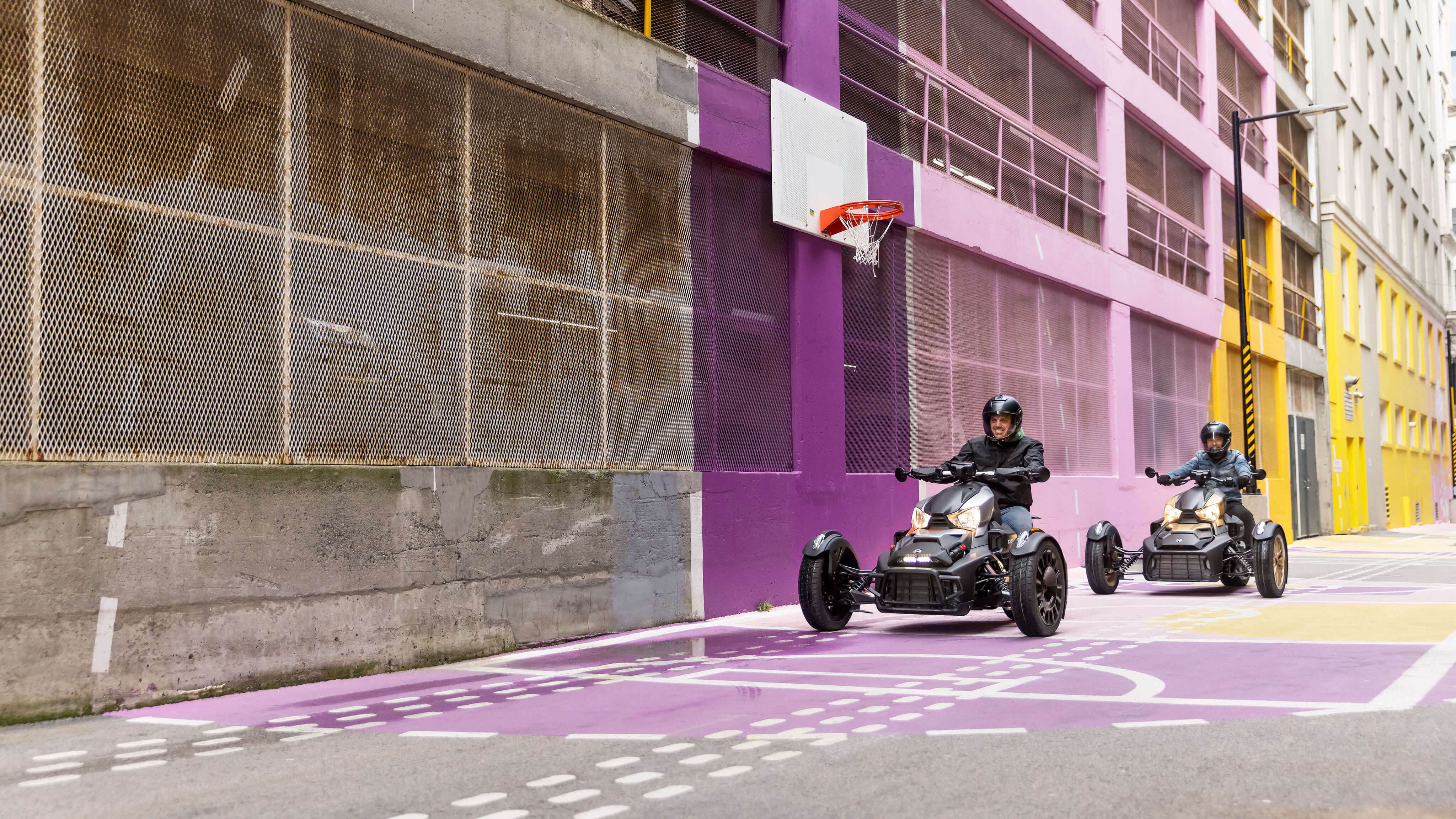 Can-Am Ryker on a colorful basketball court