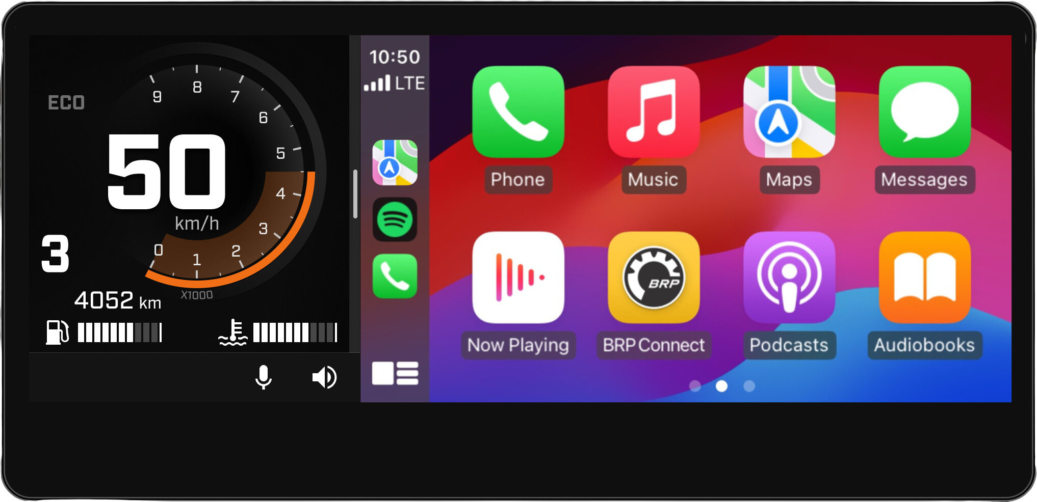 Apple CarPlay menu in Can-Am Spyder's 10.25" display