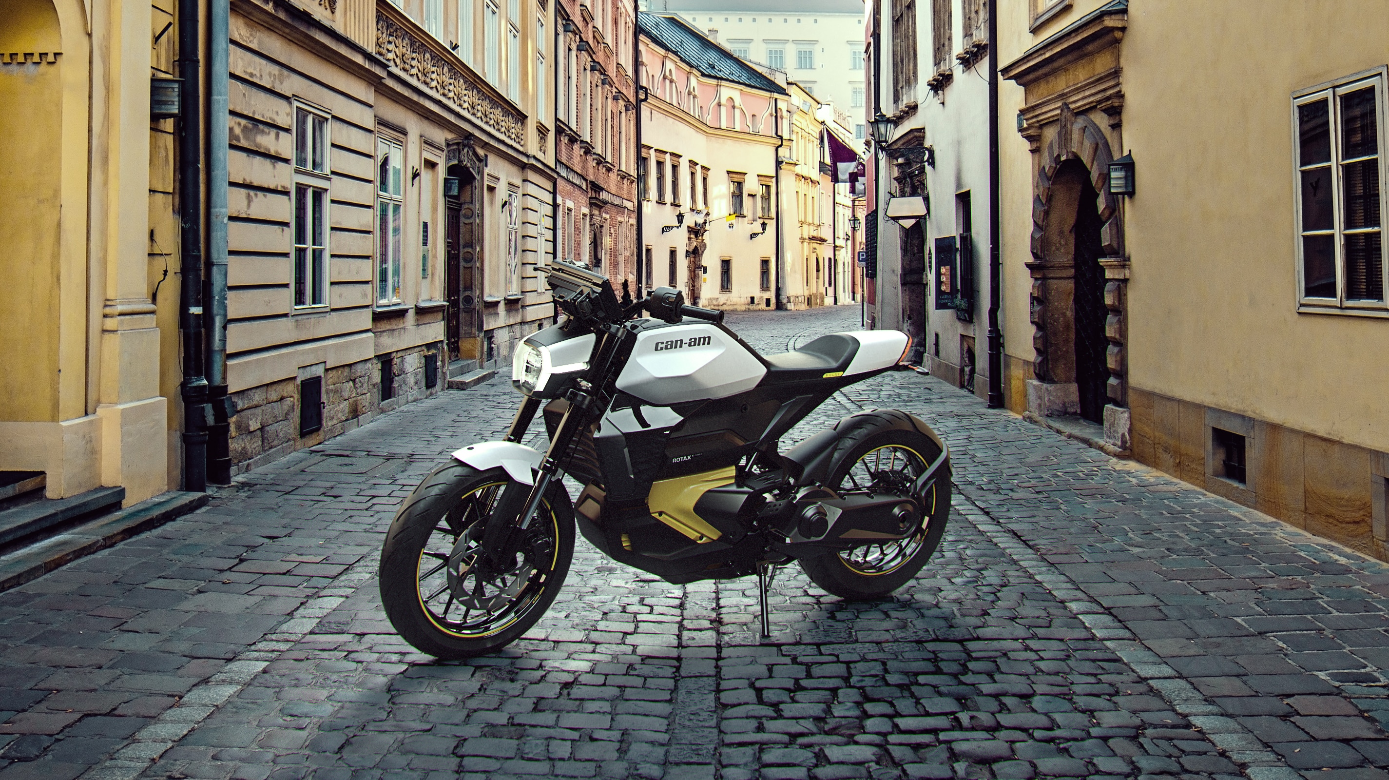 Can-Am Electric Motorcycle in the streets of Barcelona