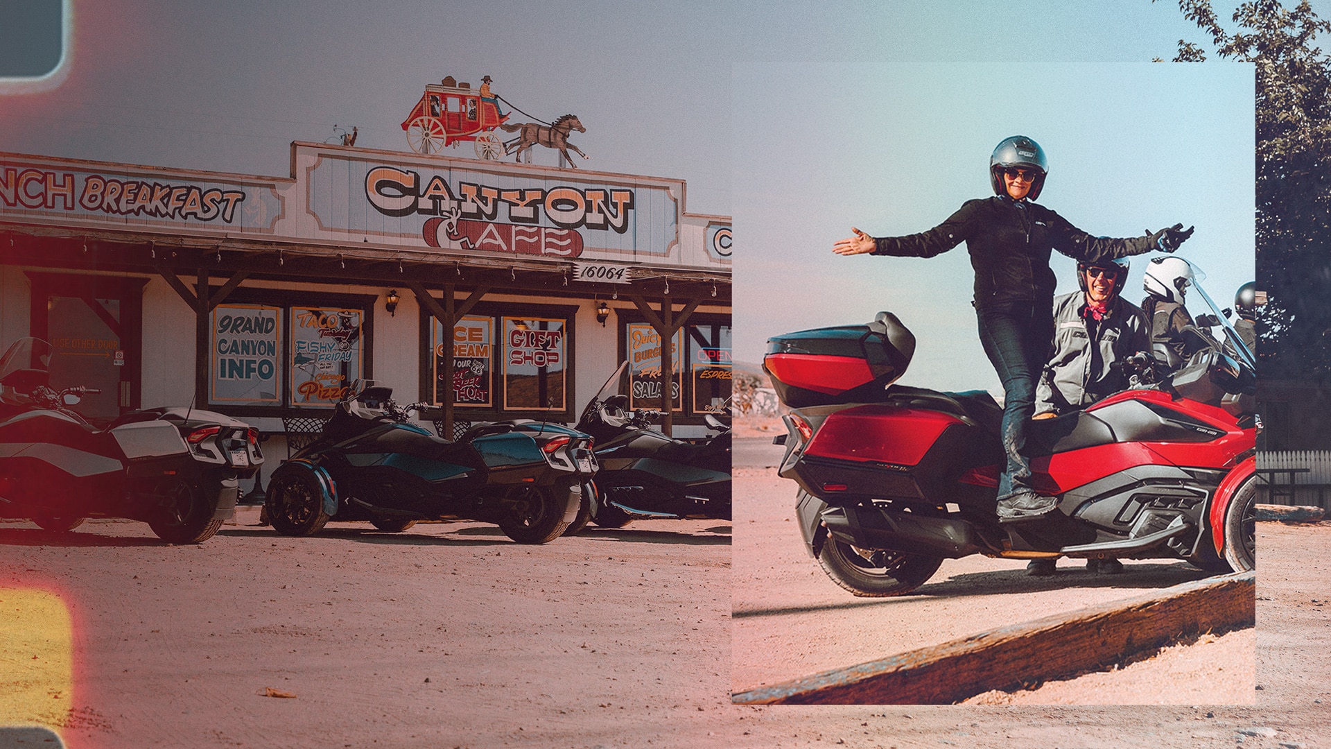 Riders on their Can-Am Spyder RT vehicle